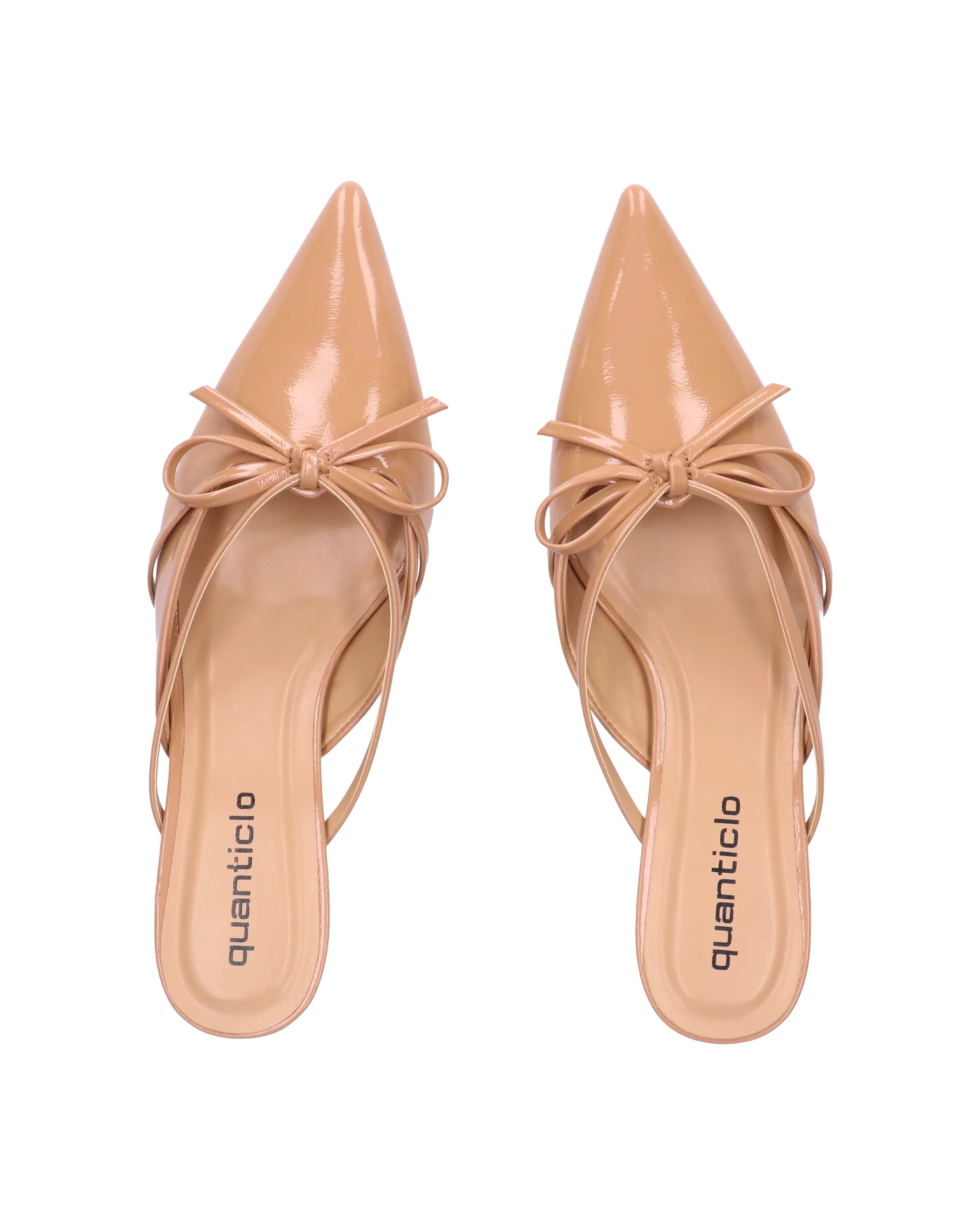 MINNY - décolleté in glassy beige con fiocco e tacco basso - Image 2