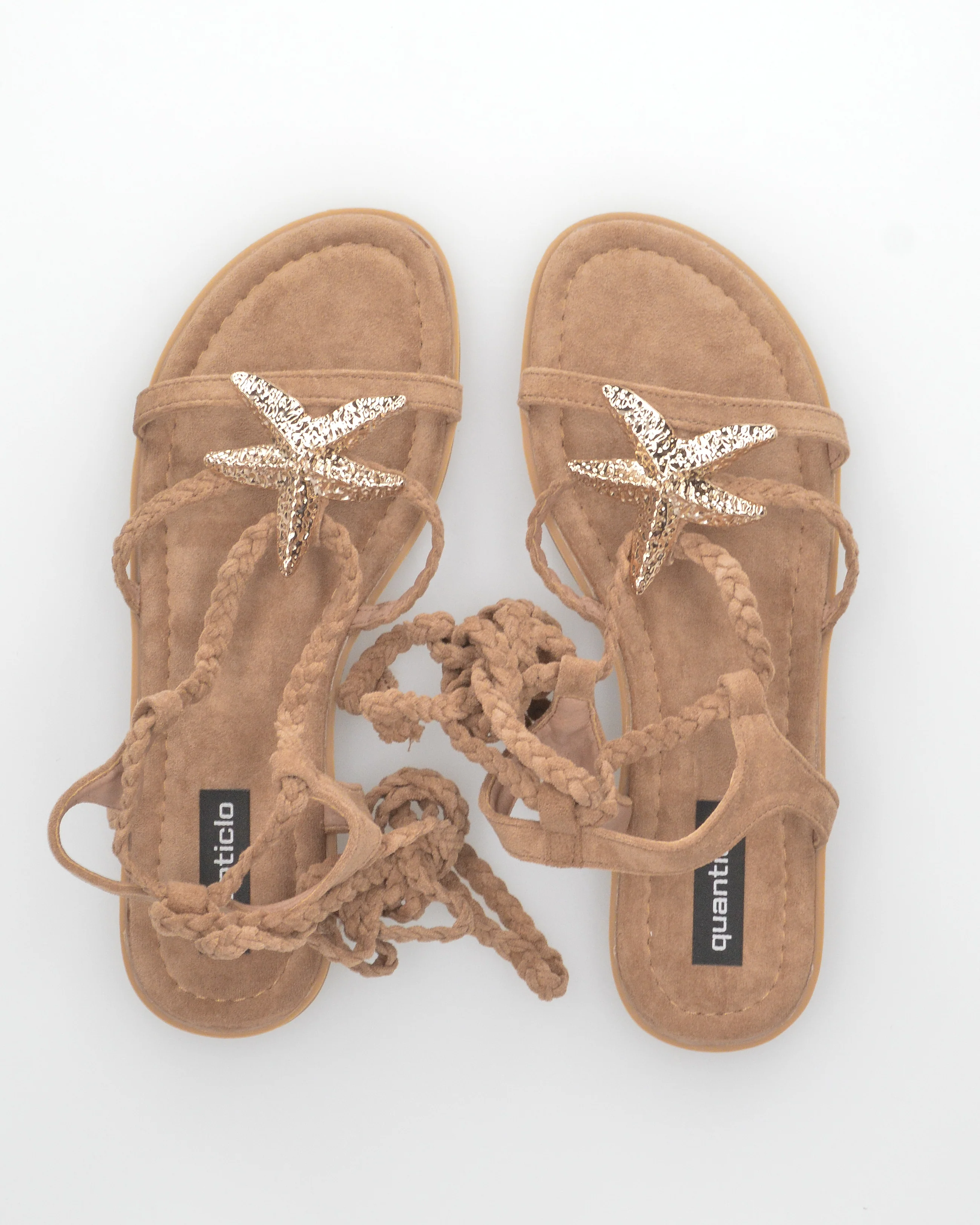 MIRABEL - sandali beige con lacci e stella marina dorata - Image 2