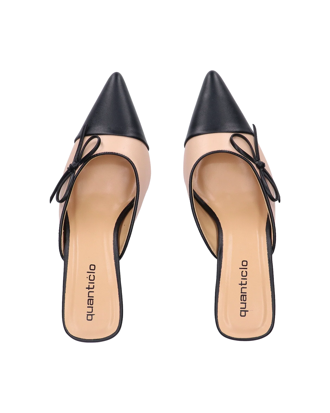 MONIKA - décolleté beige con tacco e punta neri con fiocco laterale - Image 2