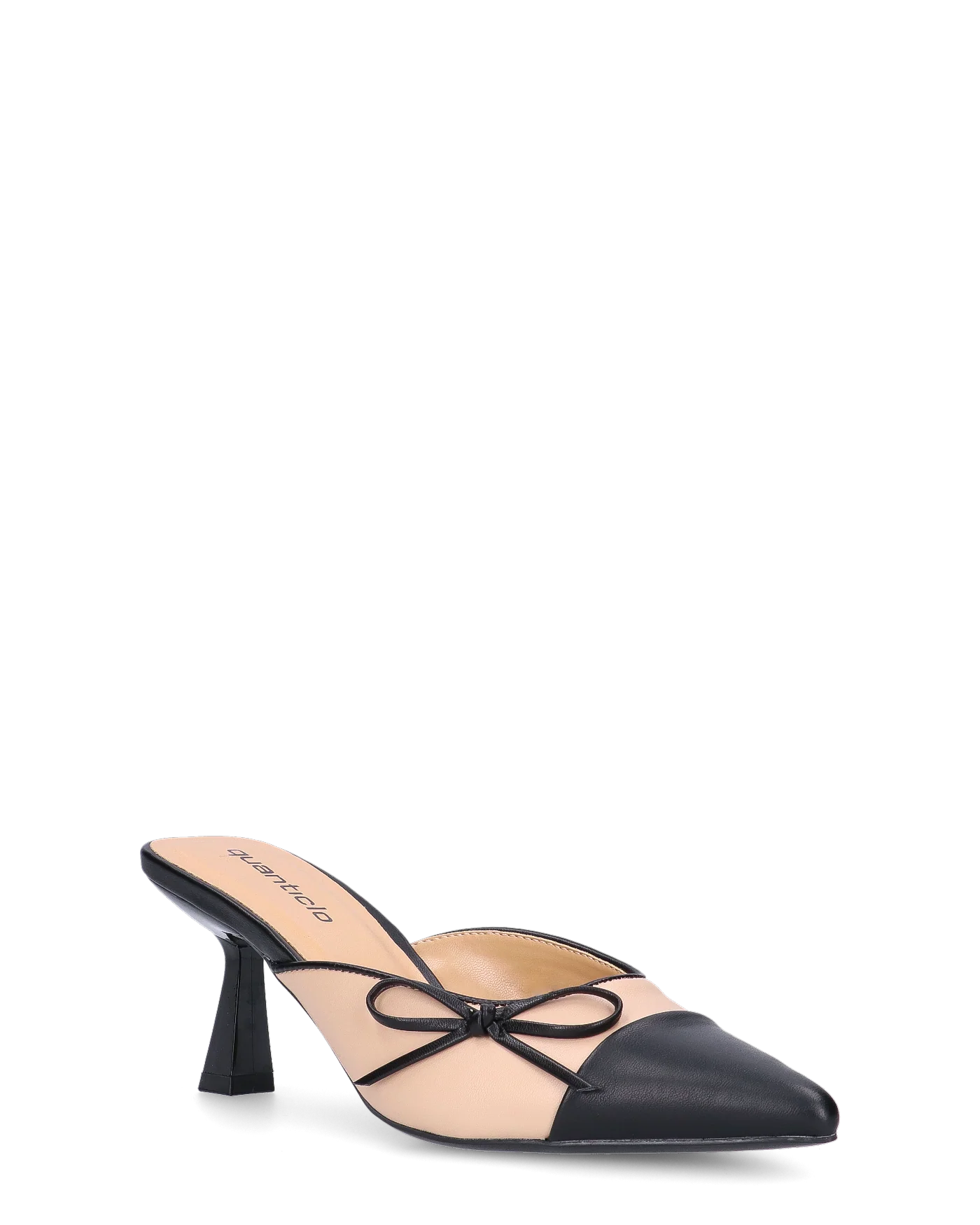 MONIKA - décolleté beige con tacco e punta neri con fiocco laterale - Image 3