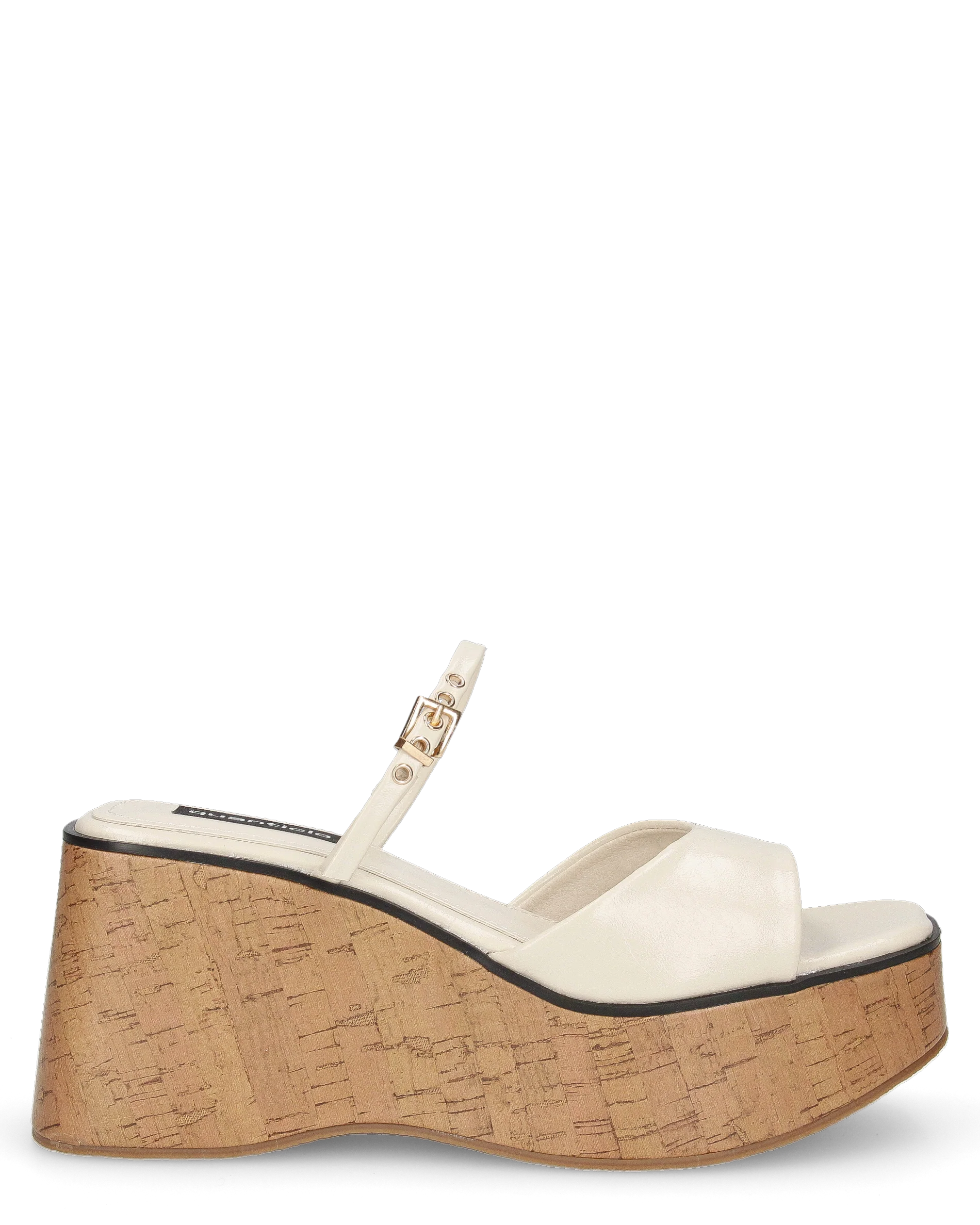 NAILA - sandali platform beige con suola effetto sughero e cinturino regolabile