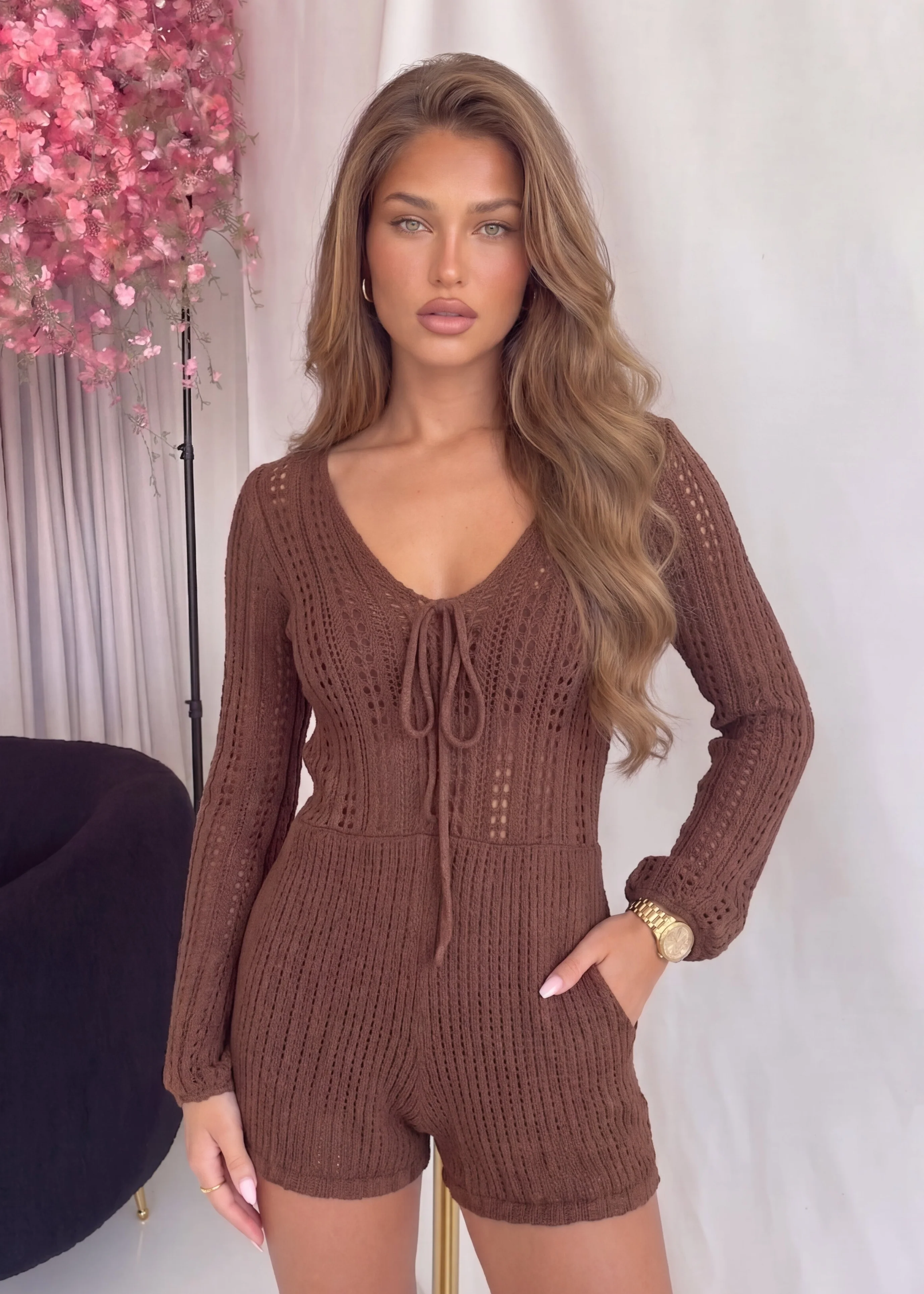 NIKY - tutina corta crochet marrone