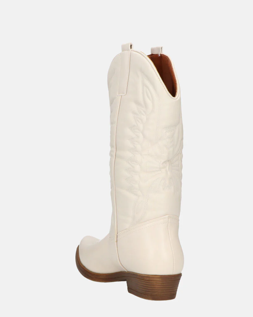 NILLA - stivali camperos beige con ricami - Image 11