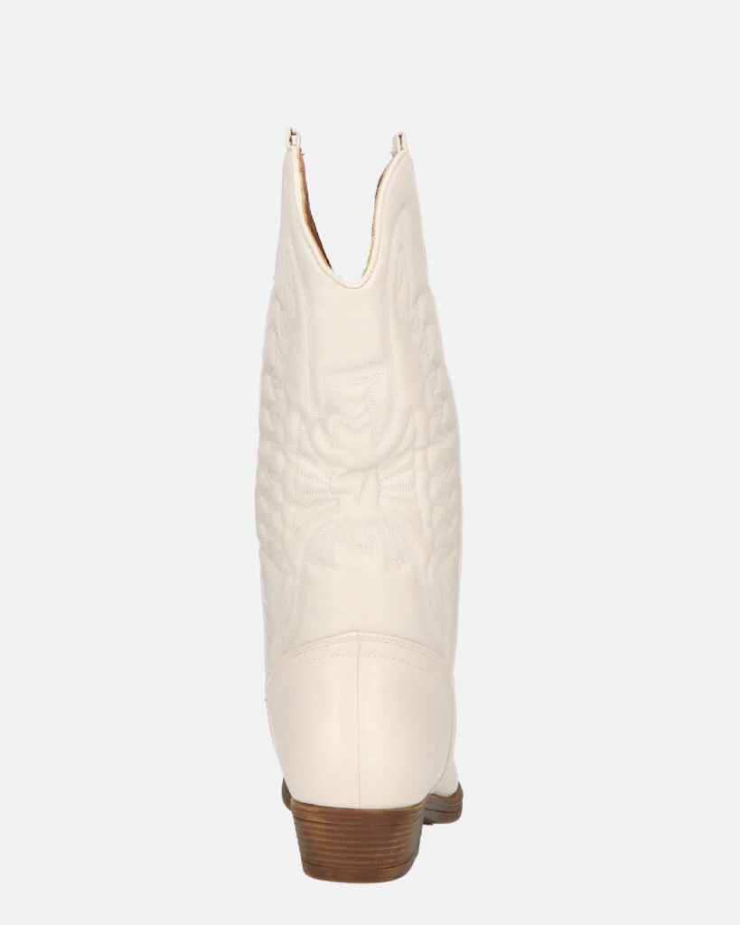 NILLA - stivali camperos beige con ricami - Image 12