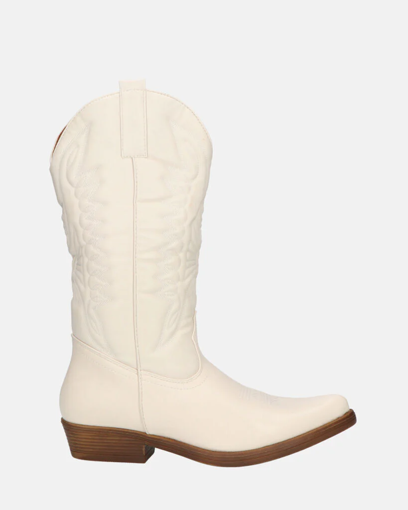 NILLA - stivali camperos beige con ricami - Image 3