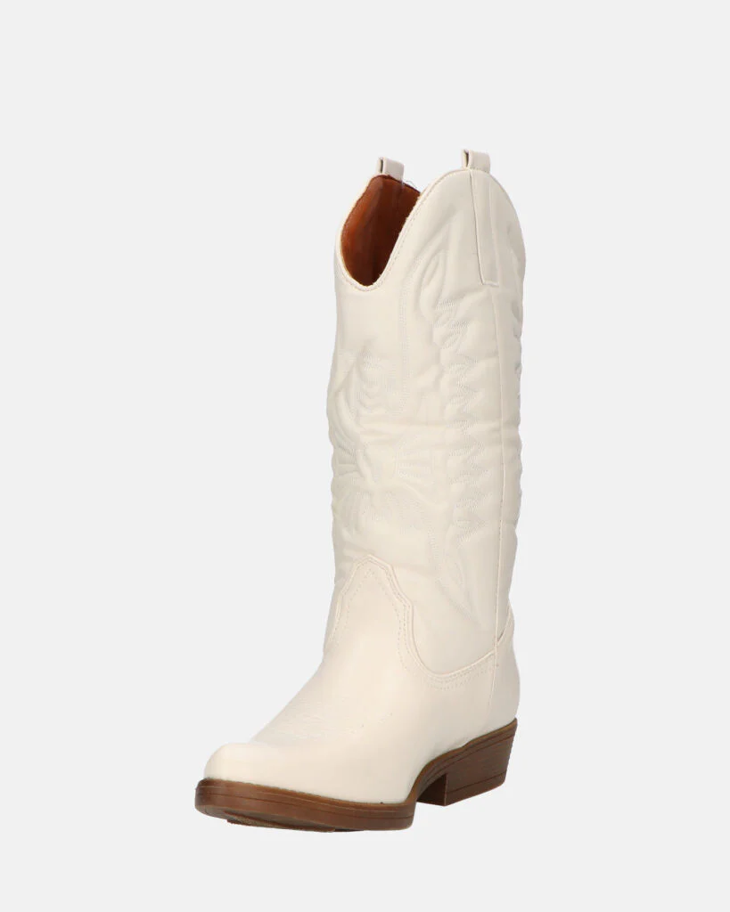 NILLA - stivali camperos beige con ricami - Image 7