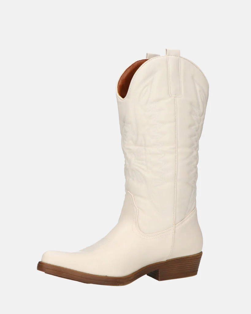 NILLA - stivali camperos beige con ricami - Image 8