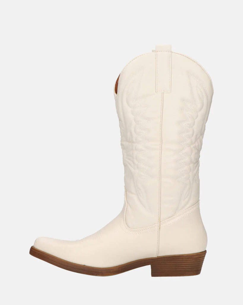 NILLA - stivali camperos beige con ricami - Image 9