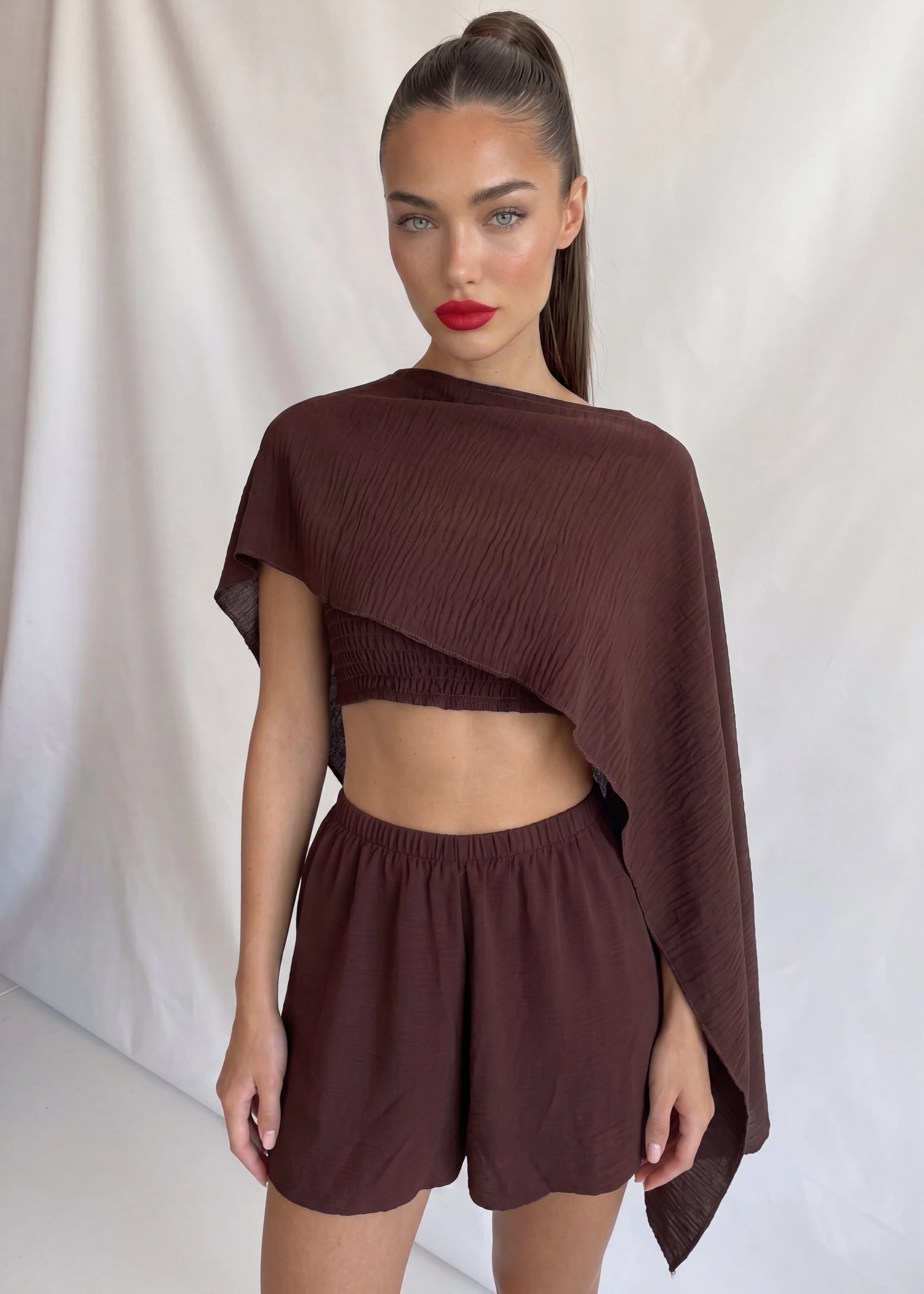 NISHY - set infinity coordinato top shorts e blusa da indossare in più modi