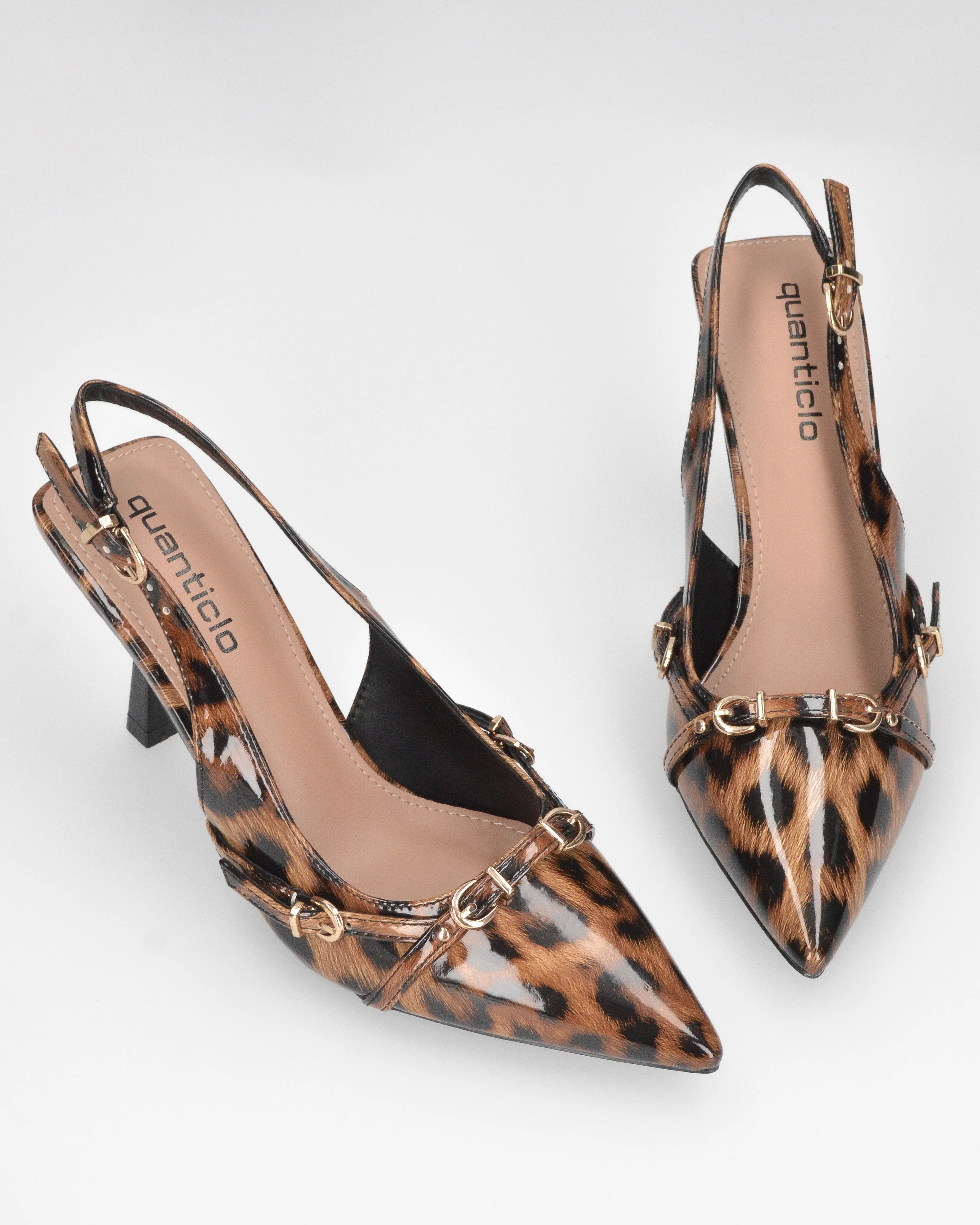 ODA - slingback a punta leopardate con fibbie e tacco a spillo - Image 4