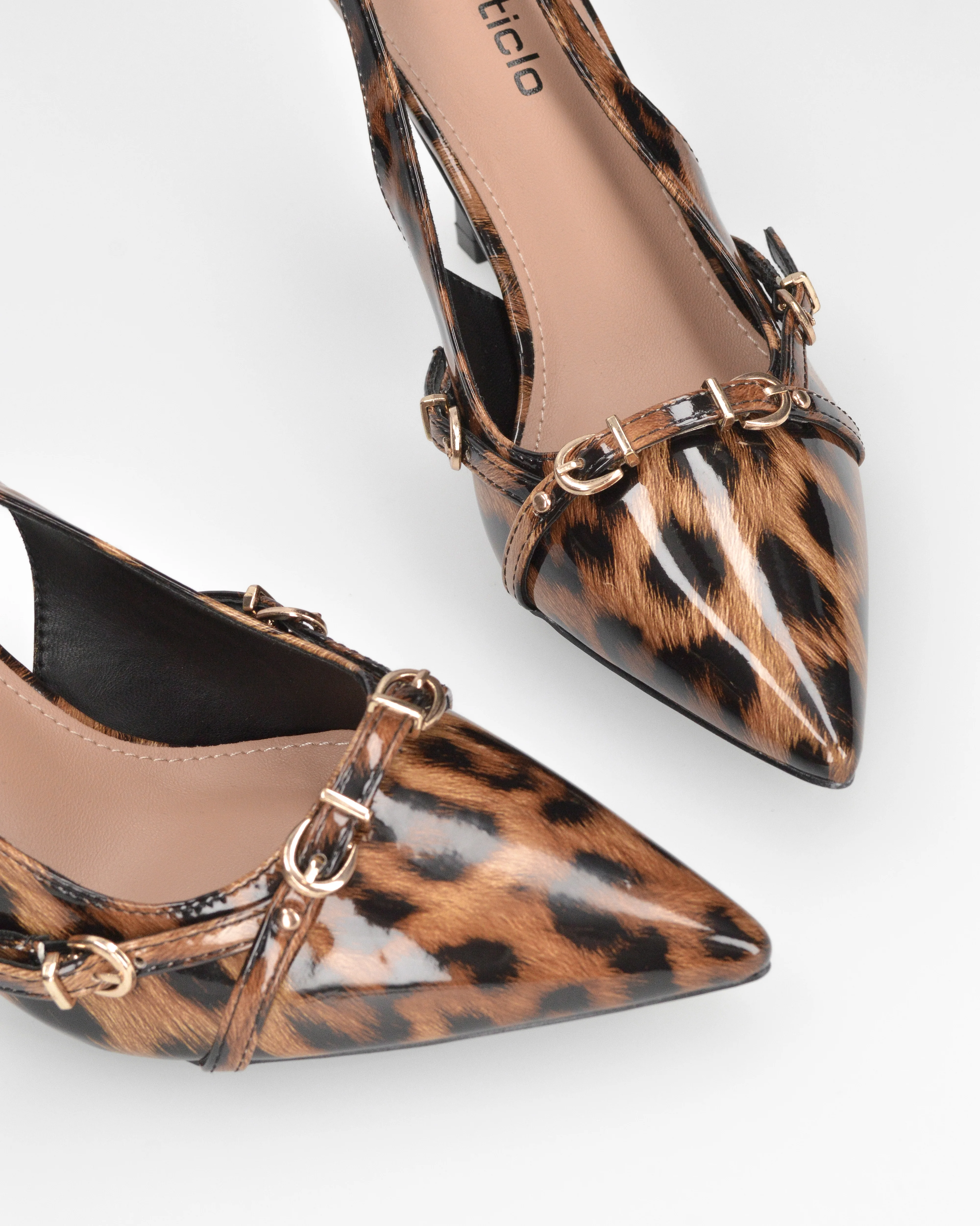 ODA - slingback a punta leopardate con fibbie e tacco a spillo - Image 5