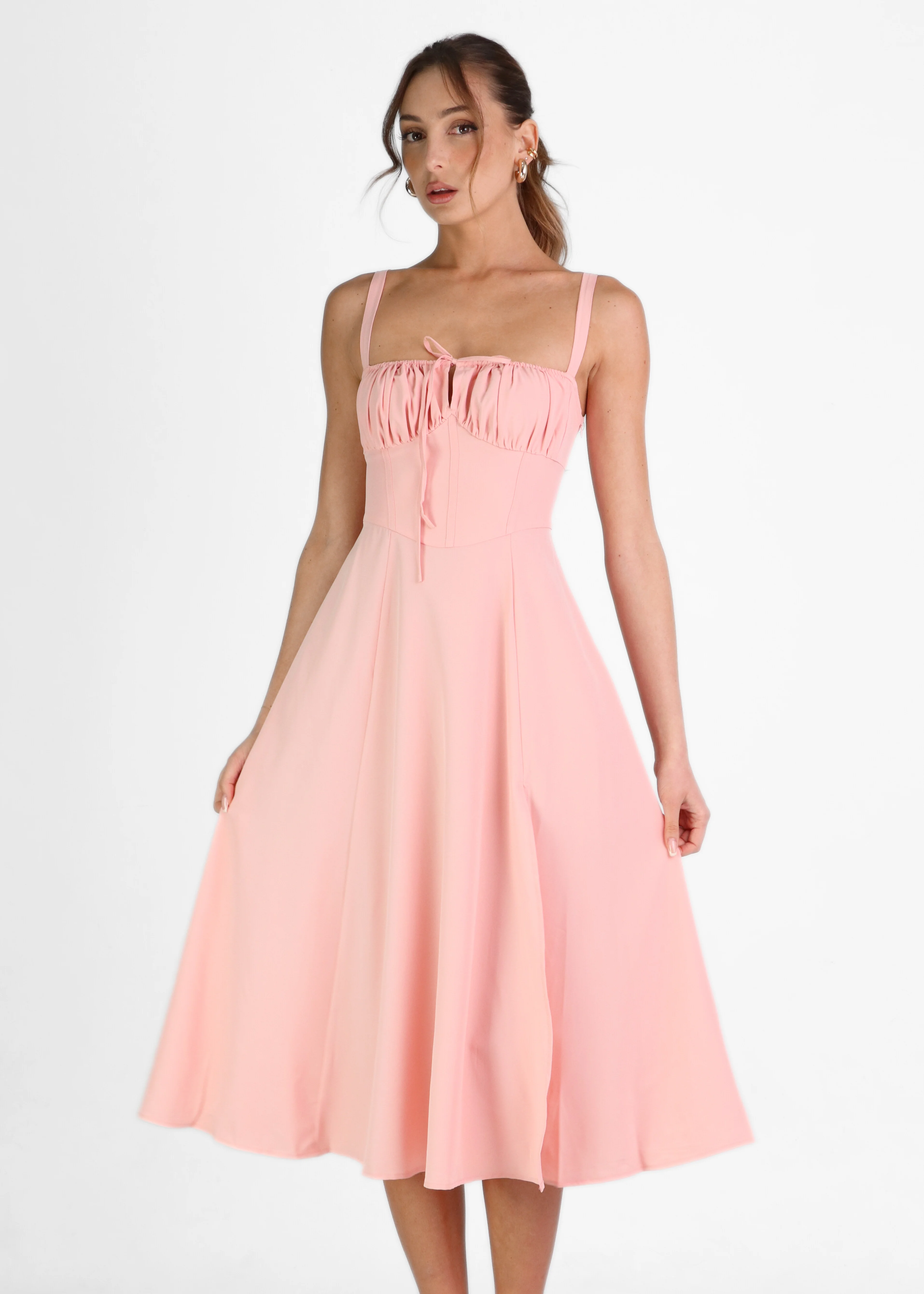 ORNELLA - vestito midi ampio in rosa
