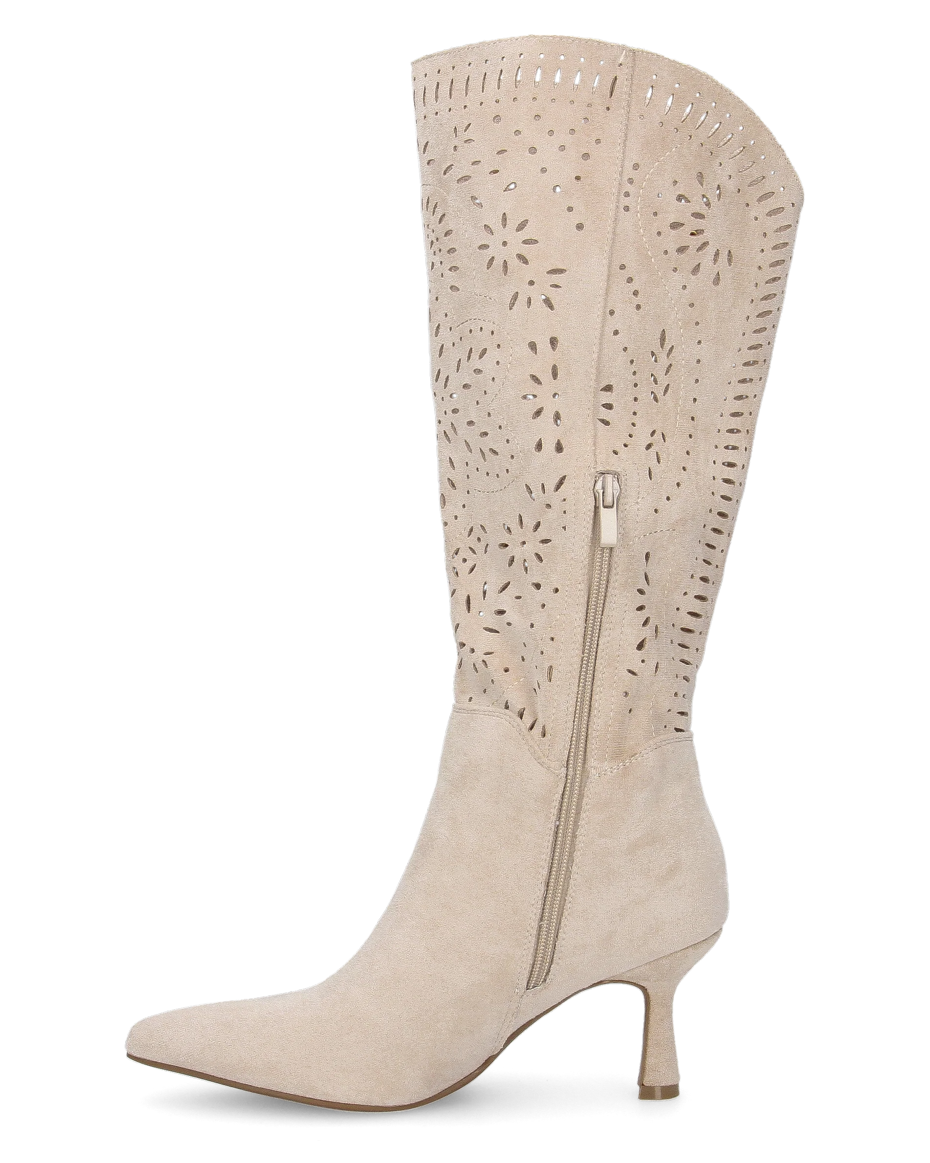 ORTHE - stivali beige sotto al ginocchio traforati con borchie dorate - Image 6