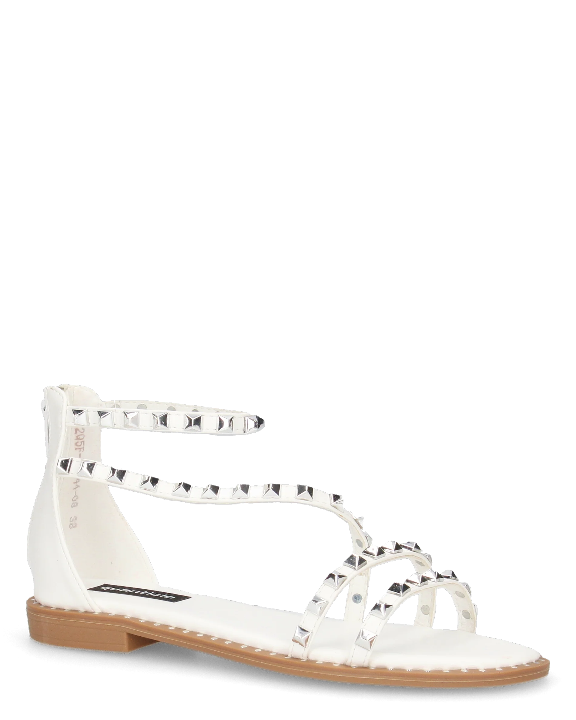PERCY - sandali flat bianco con borchie metalliche - Image 2