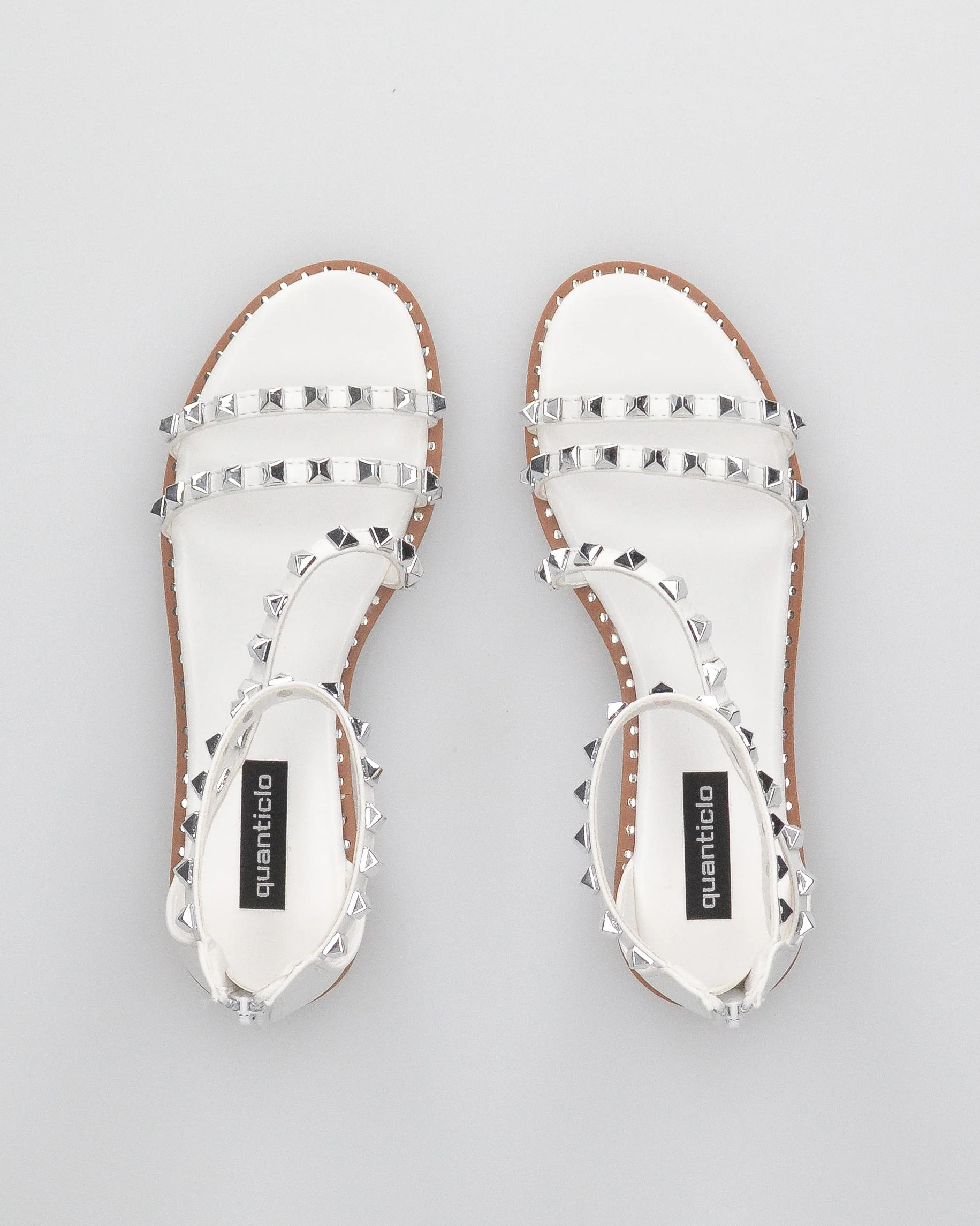 PERCY - sandali flat bianco con borchie metalliche - Image 4