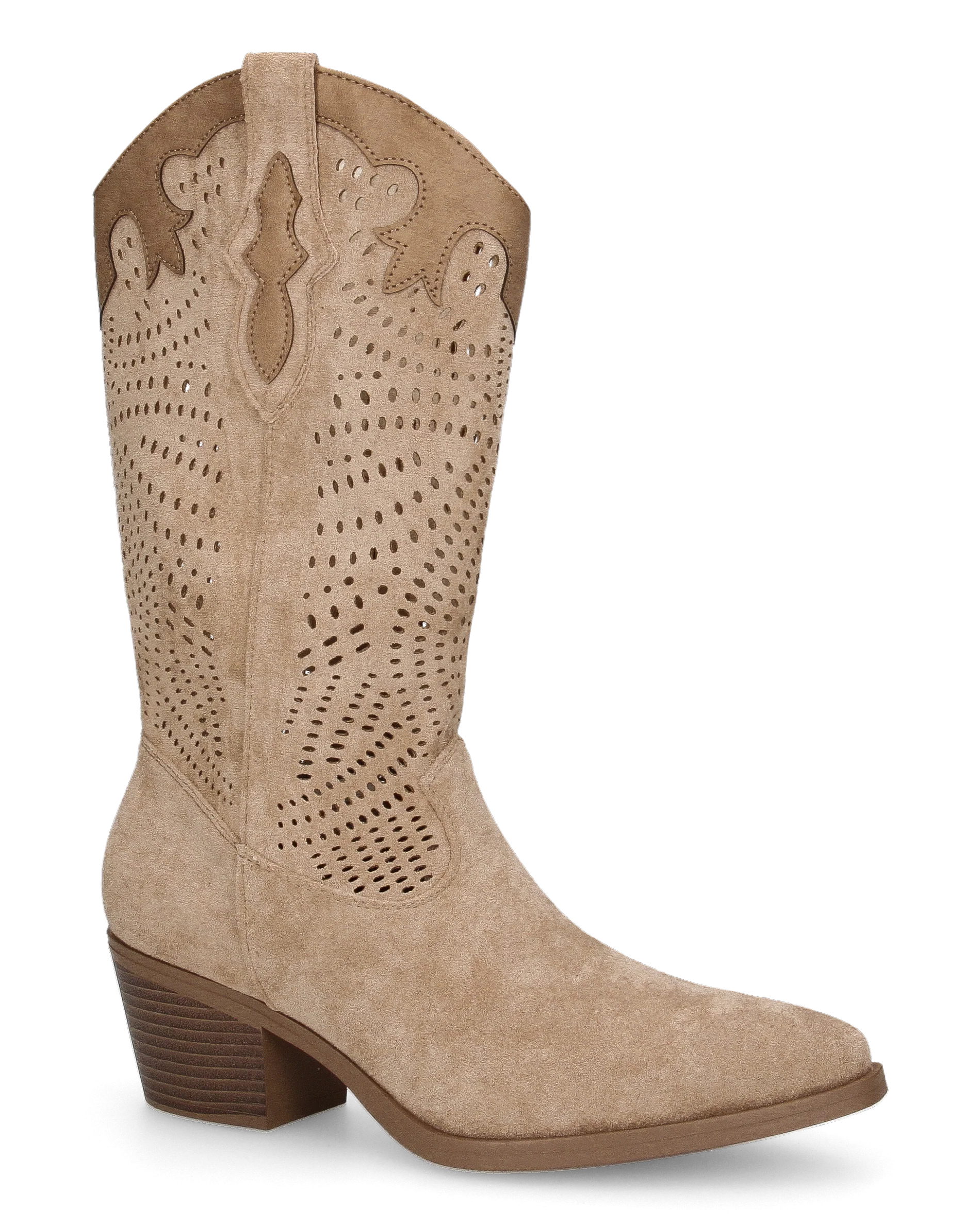 DEBBIE - stivali beige western con gambale traforato - Image 2
