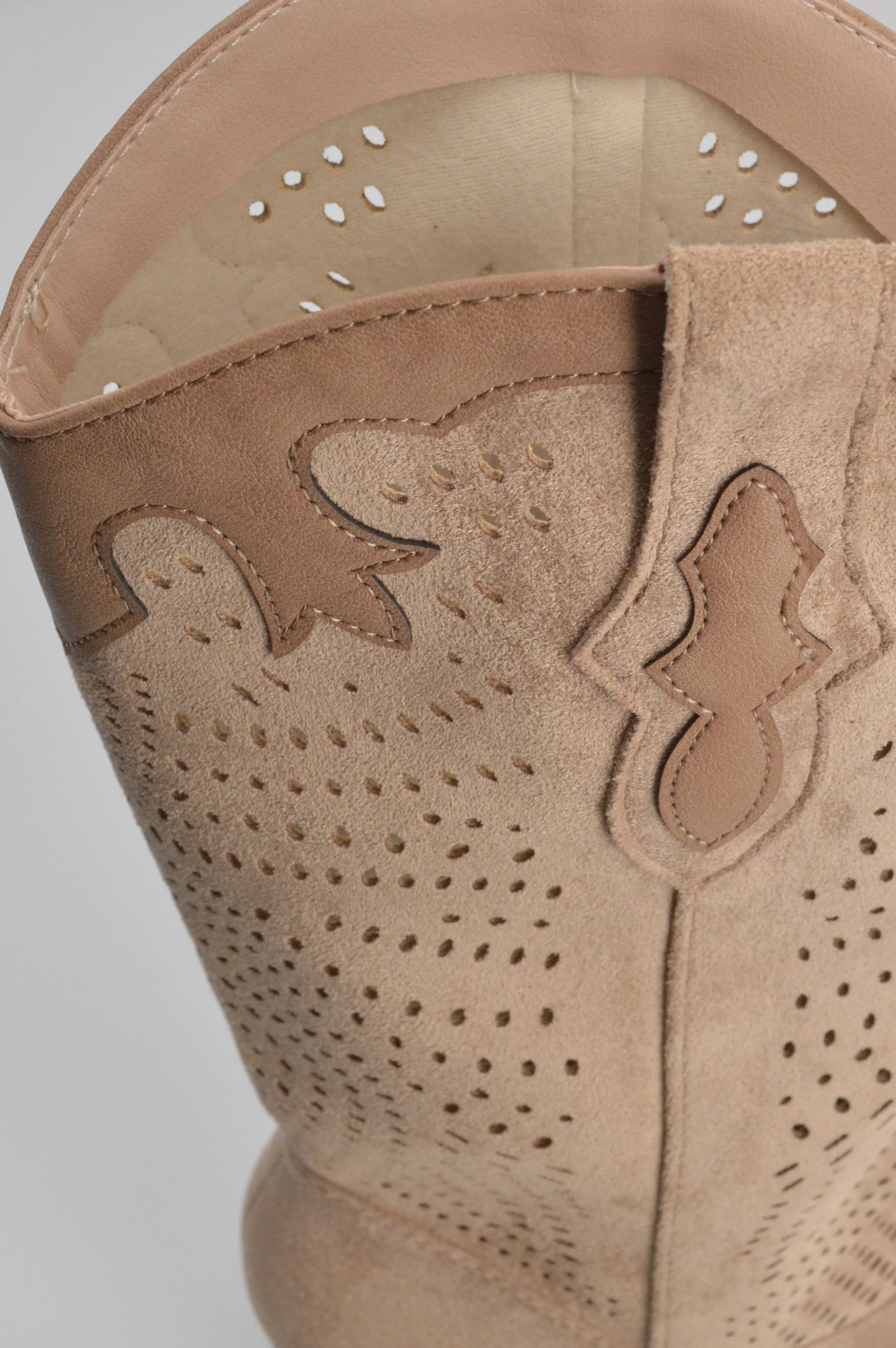 DEBBIE - stivali beige western con gambale traforato - Image 3