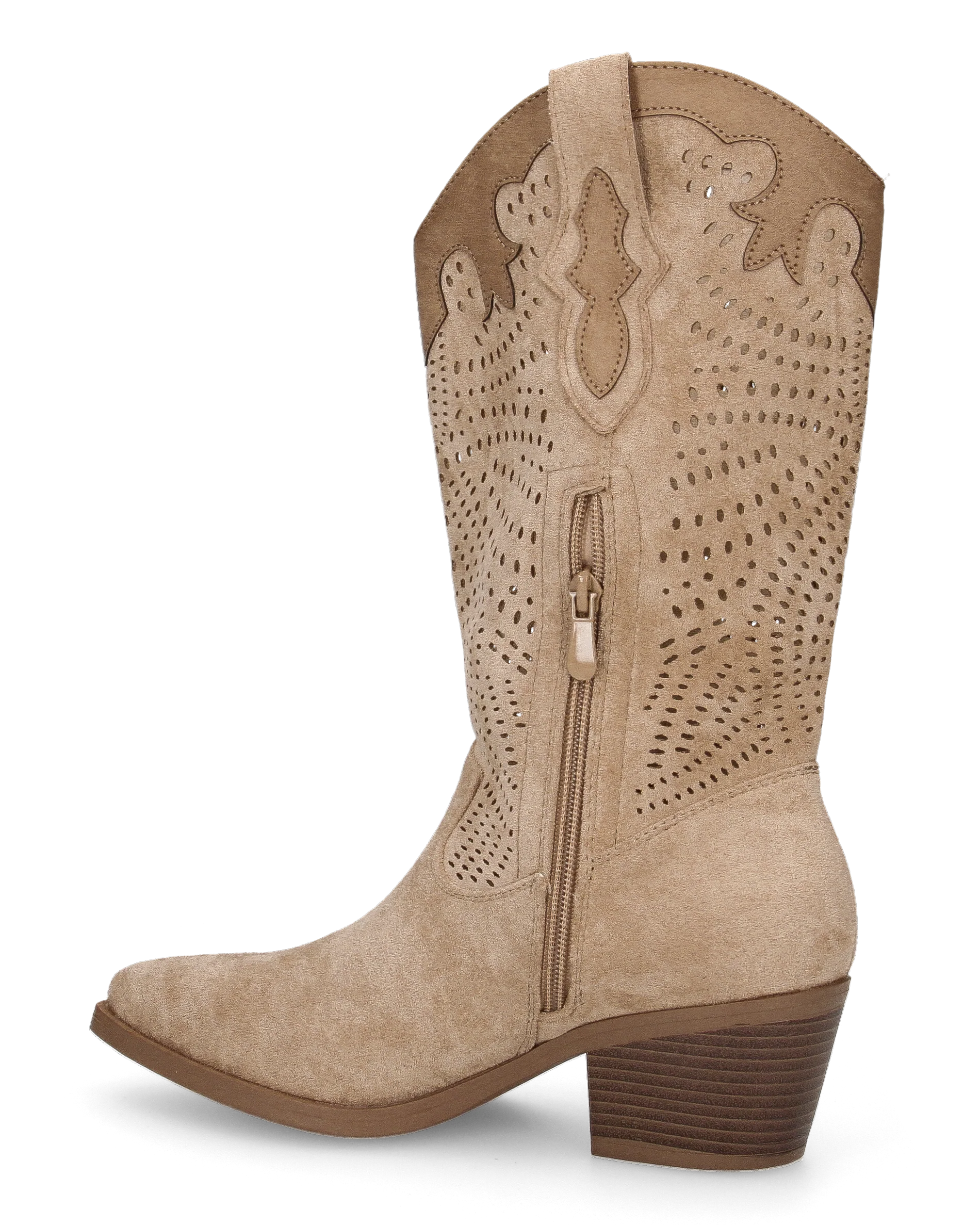 DEBBIE - stivali beige western con gambale traforato - Image 5
