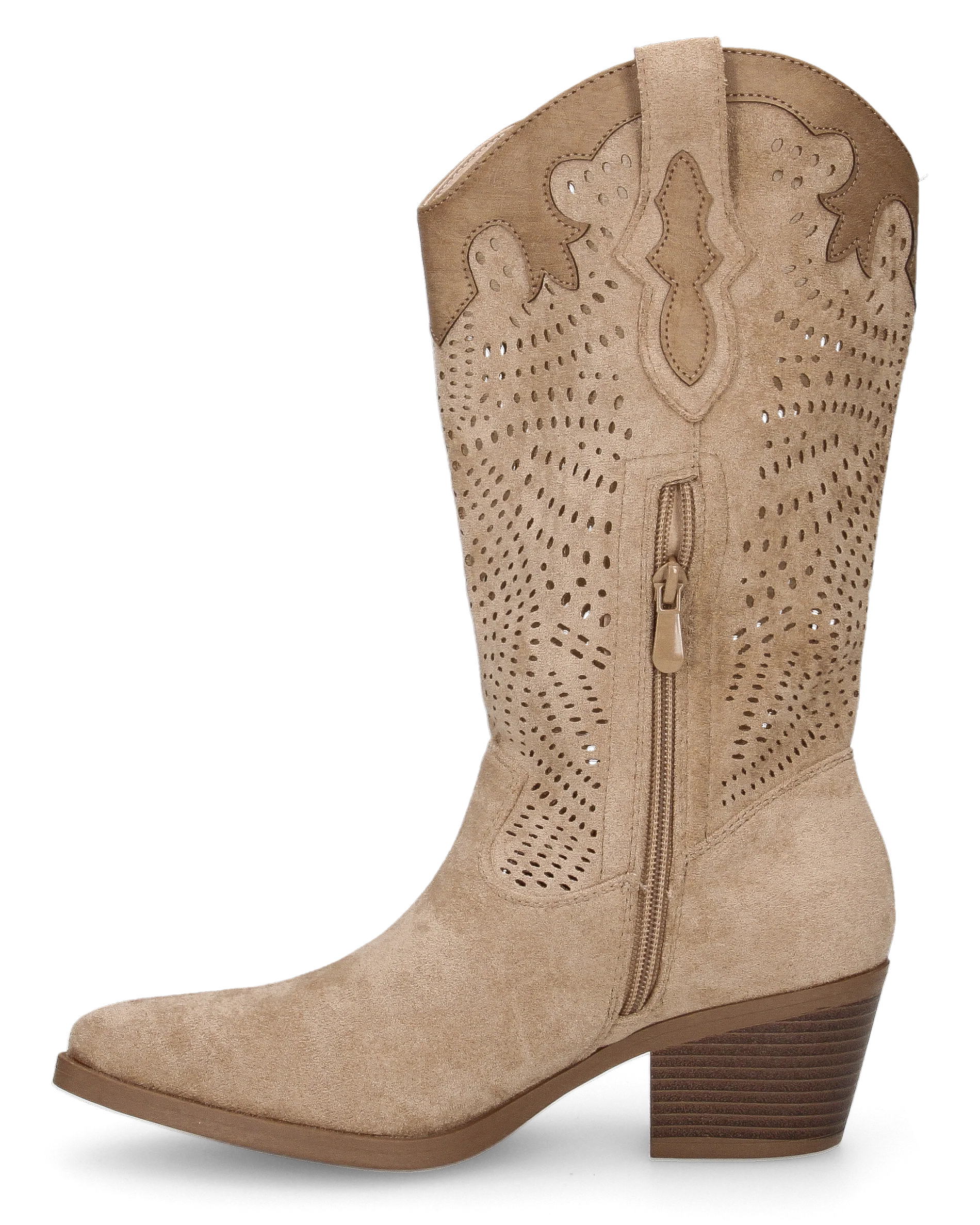 DEBBIE - stivali beige western con gambale traforato - Image 6