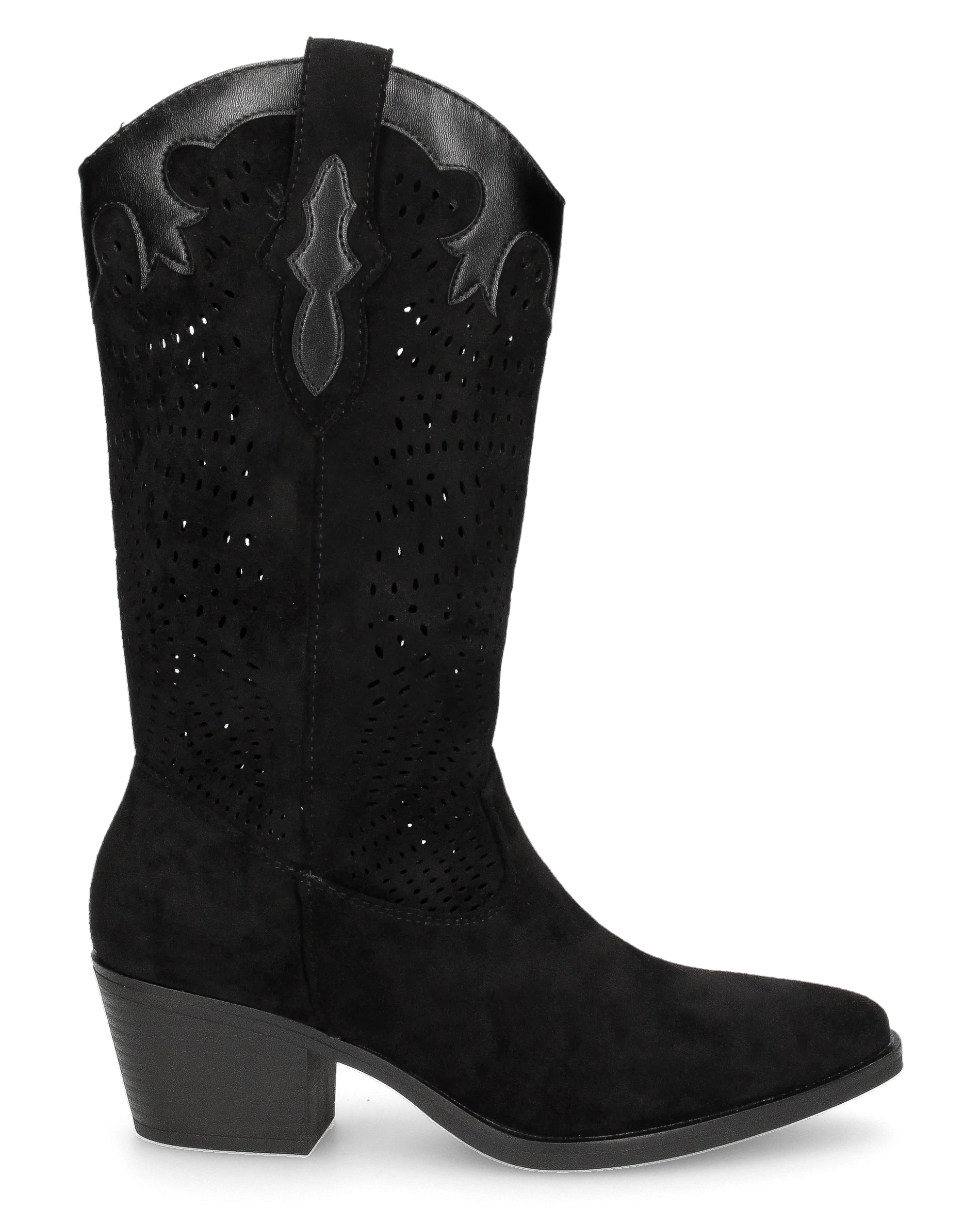 DEBBIE - stivali neri western con gambale traforato