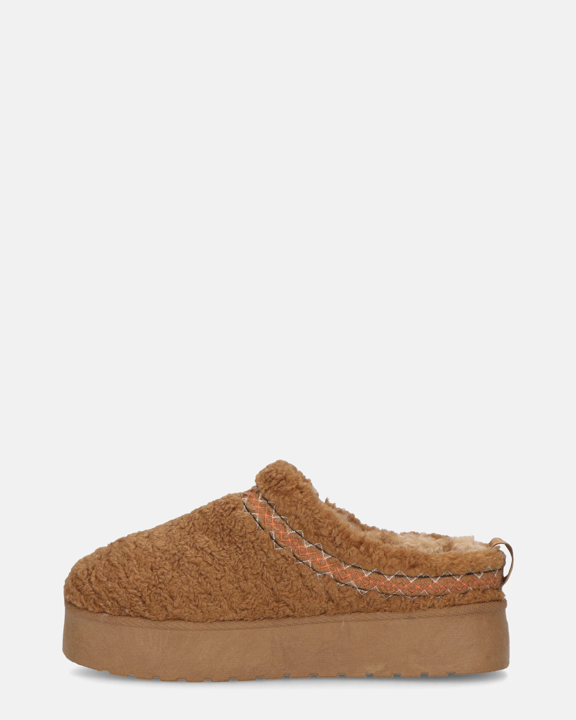SHIGE - pantofole platform marroni con ricami - Image 3