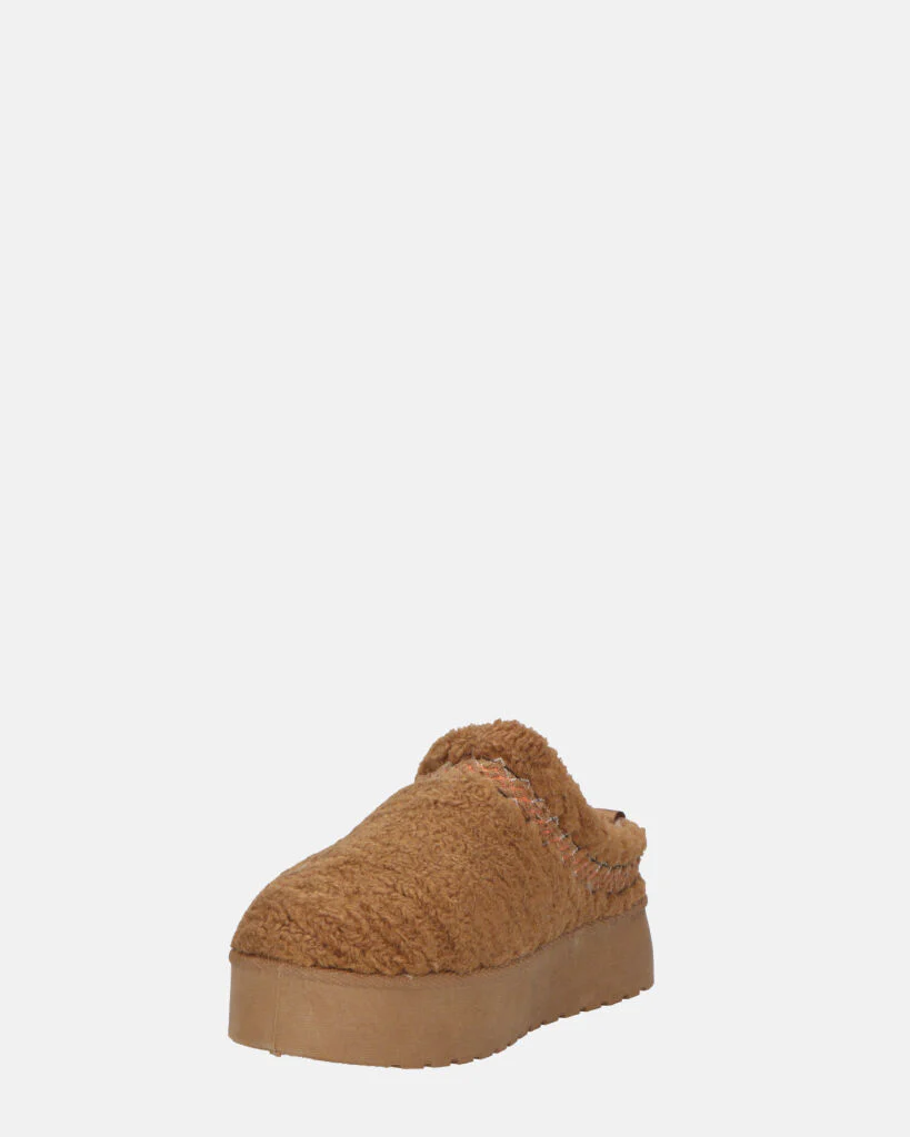 SHIGE - pantofole platform marroni con ricami - Image 8