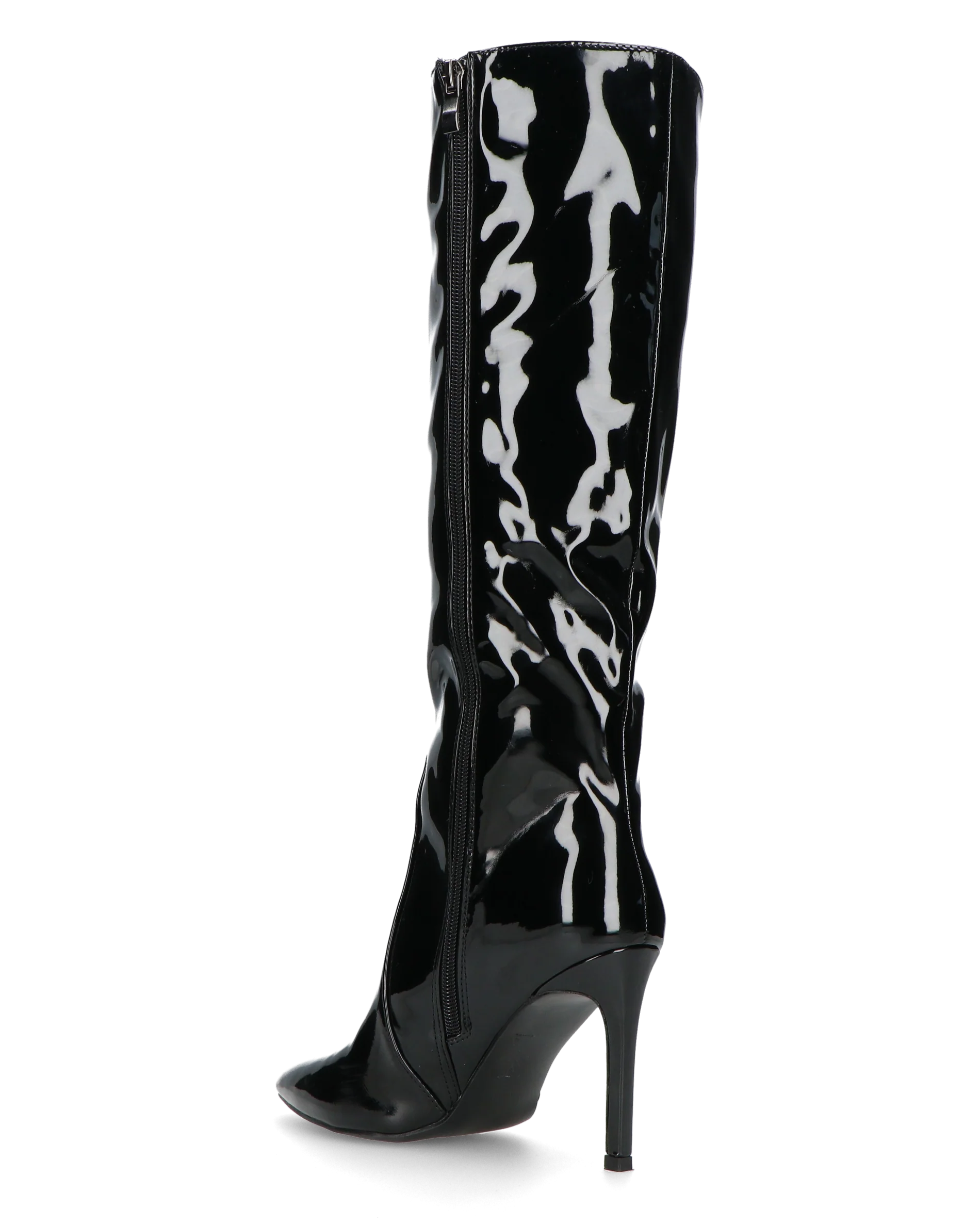 KAMYA - stivali alti in glassy nero con cerniera - Image 3