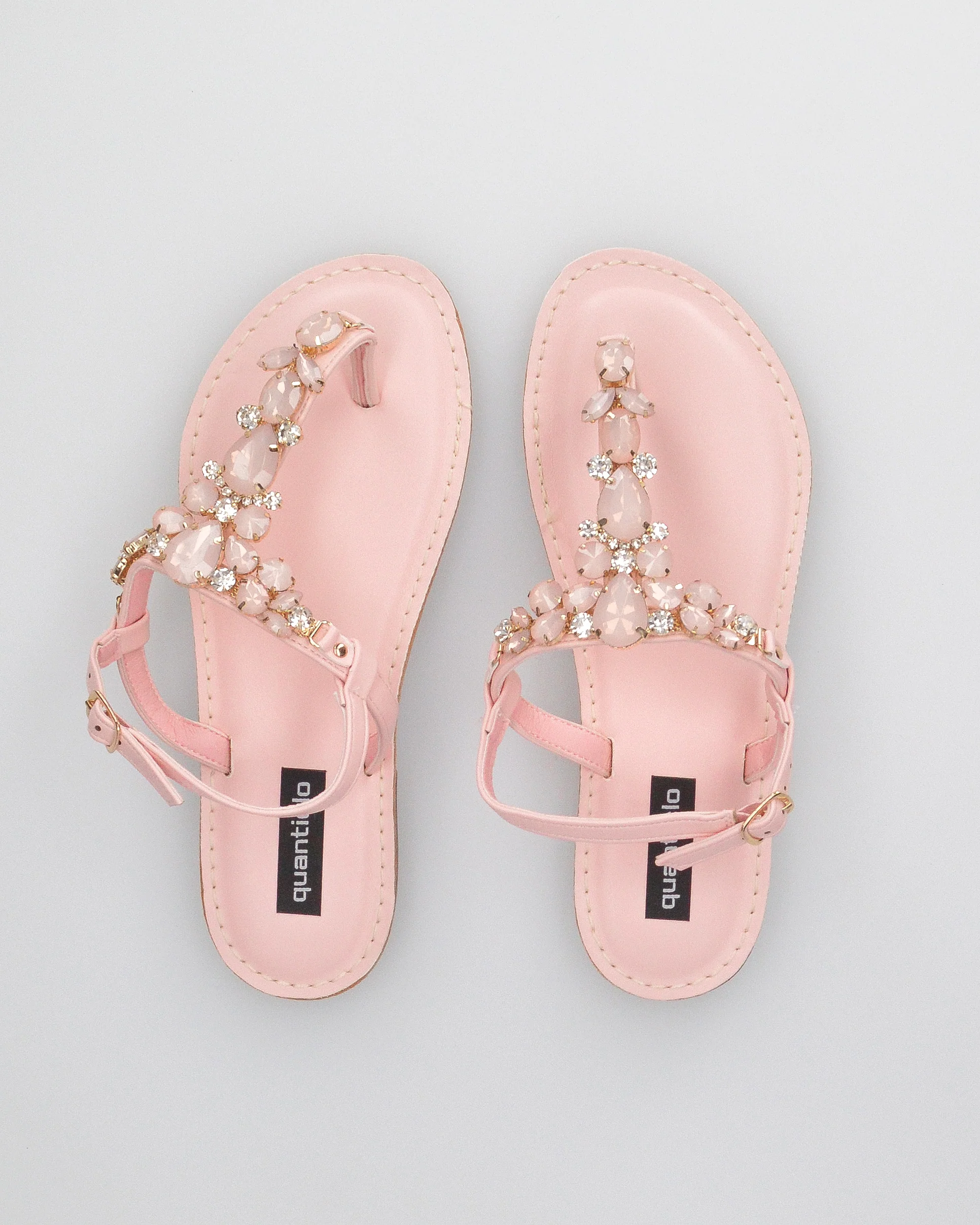 SVEVA - sandali flat rosa infradito con gemme decorative - Image 3
