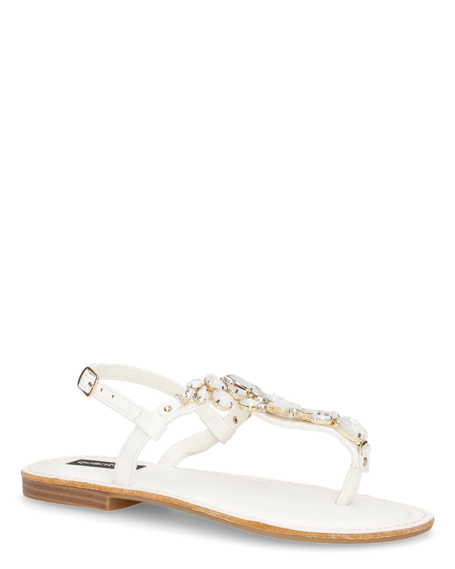 SVEVA - sandali flat bianchi infradito con gemme decorative - Image 2