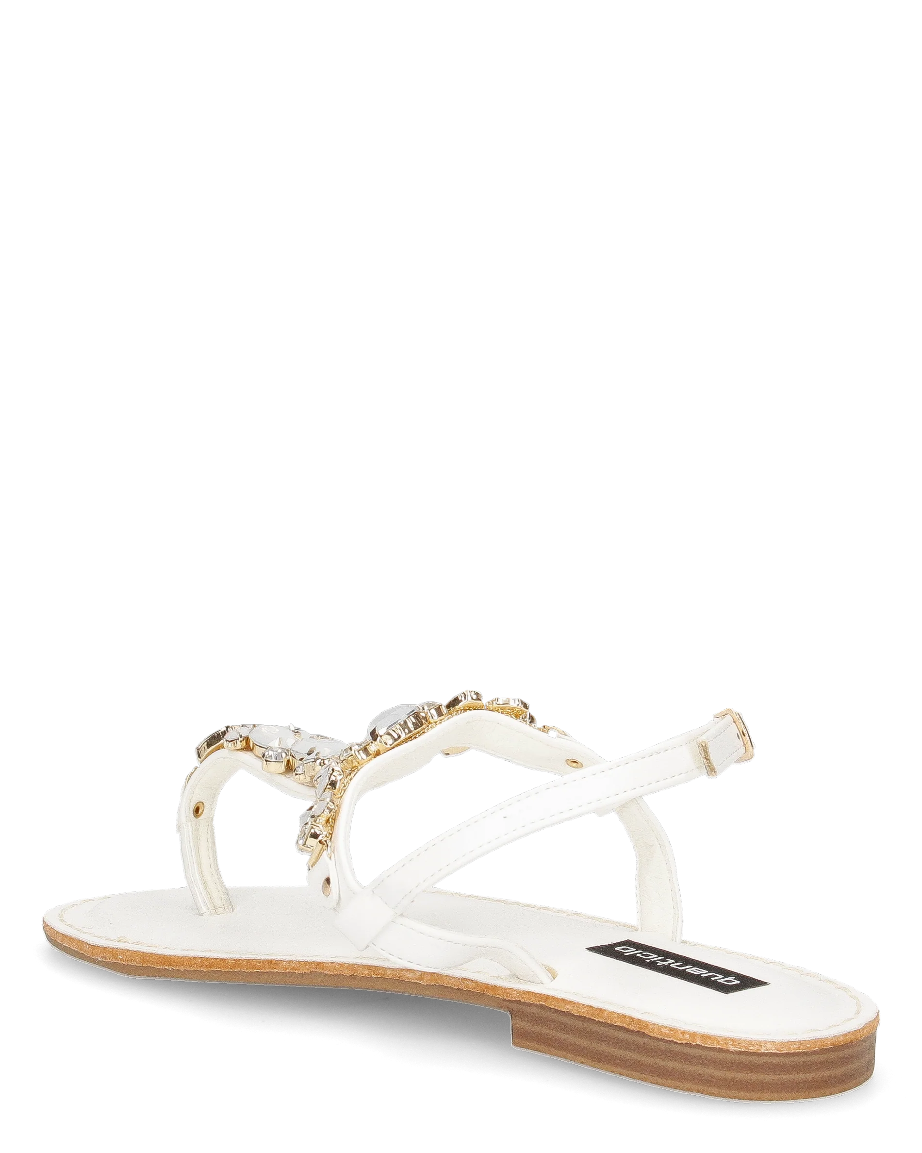 SVEVA - sandali flat bianchi infradito con gemme decorative - Image 3