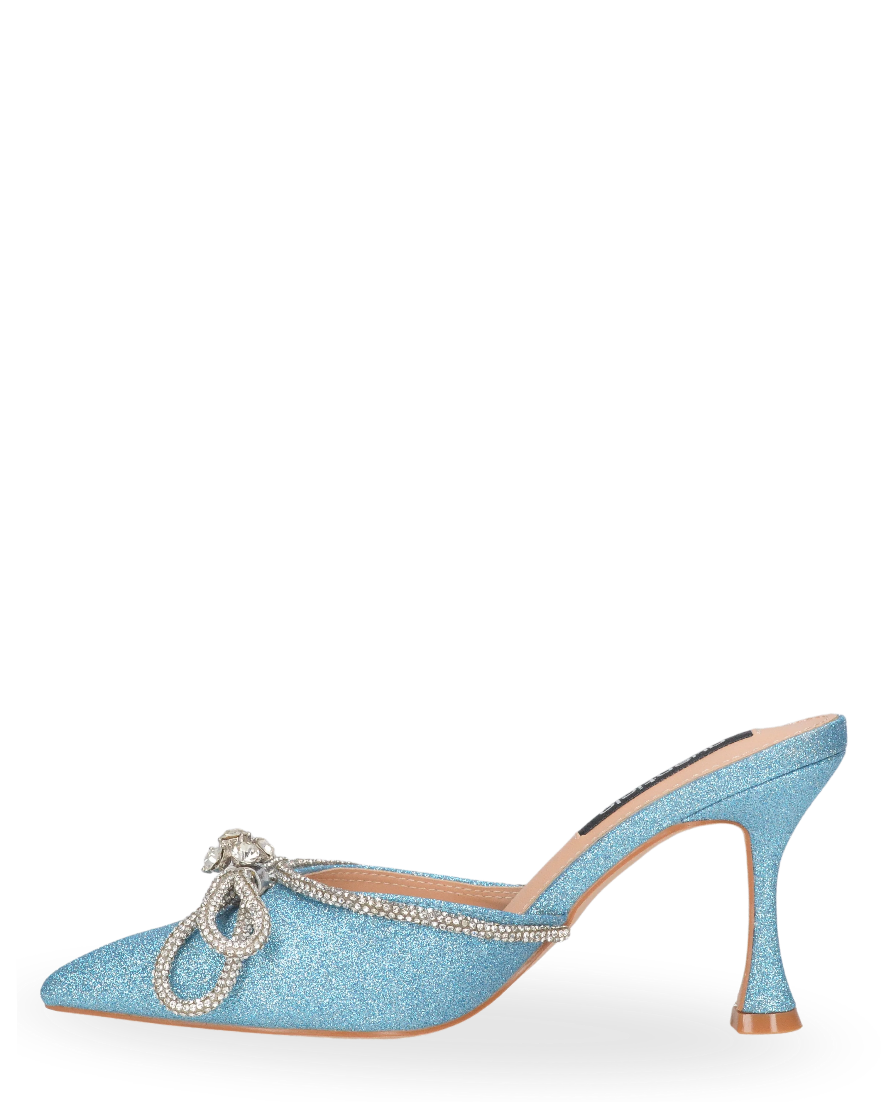 TABBY - décolleté in glitter azzurro con fiocco - Image 2