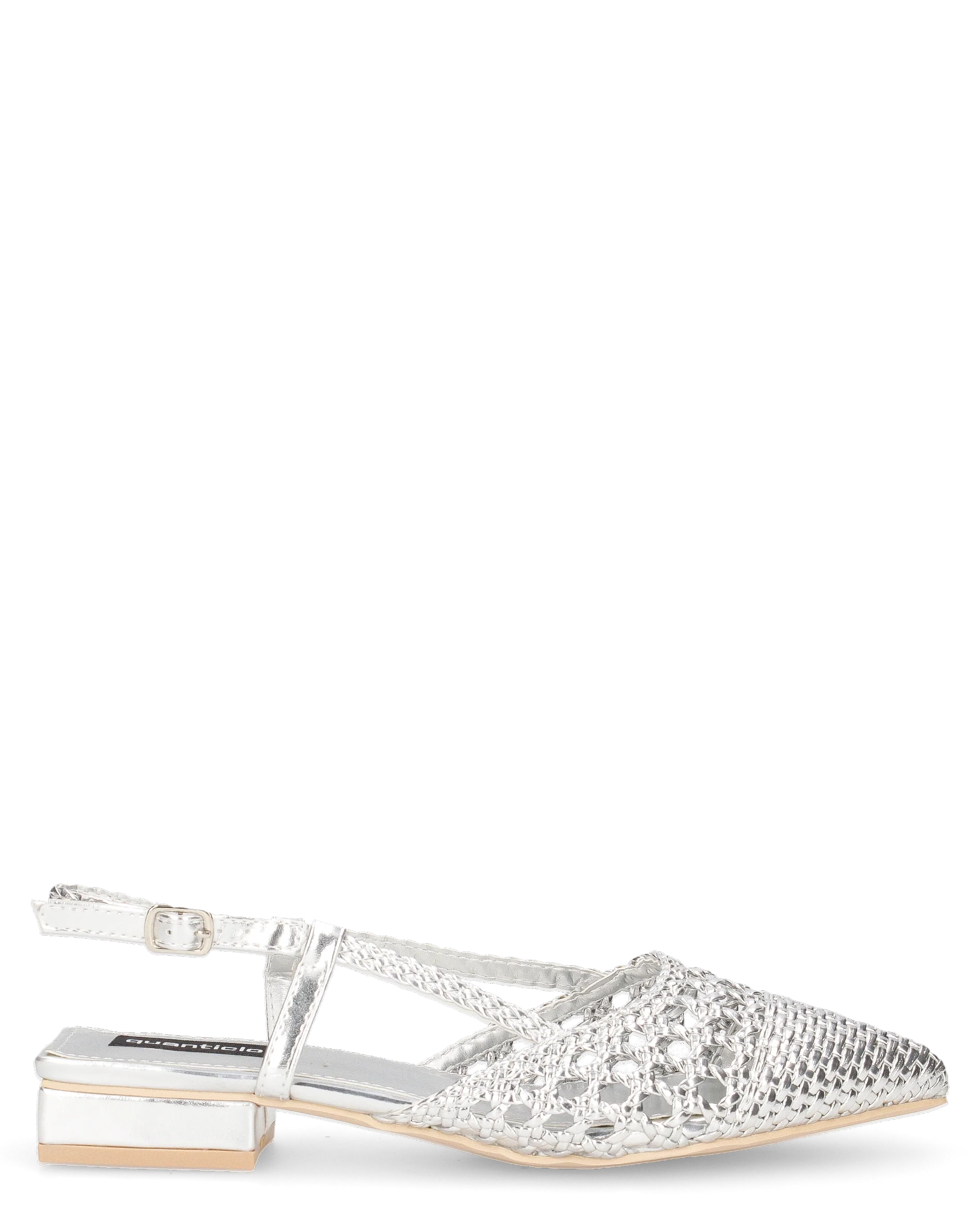 TESSY - sandali con materiale intrecciato argentato