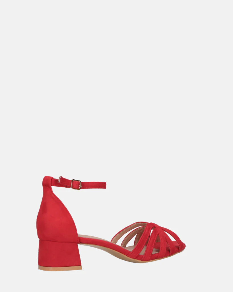 THEMA - sandali bassi in camoscio rosso e cinturino - Image 15