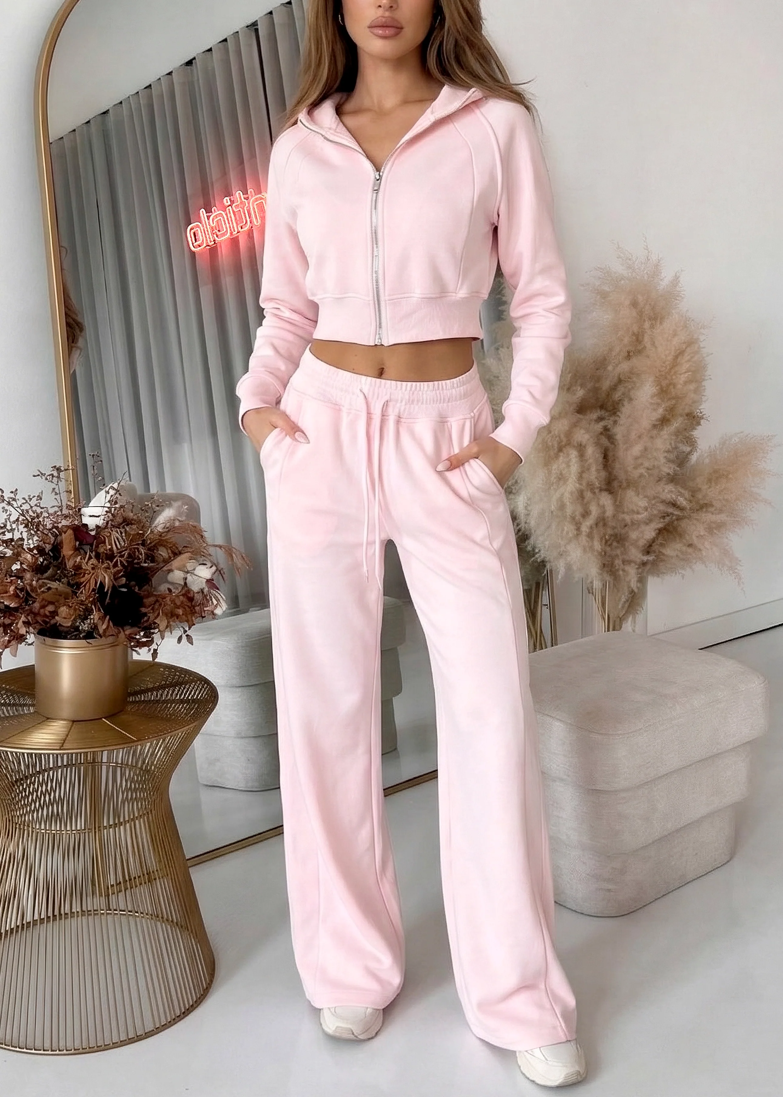 TRUTH - tuta set completo felpa e pantalone in rosa