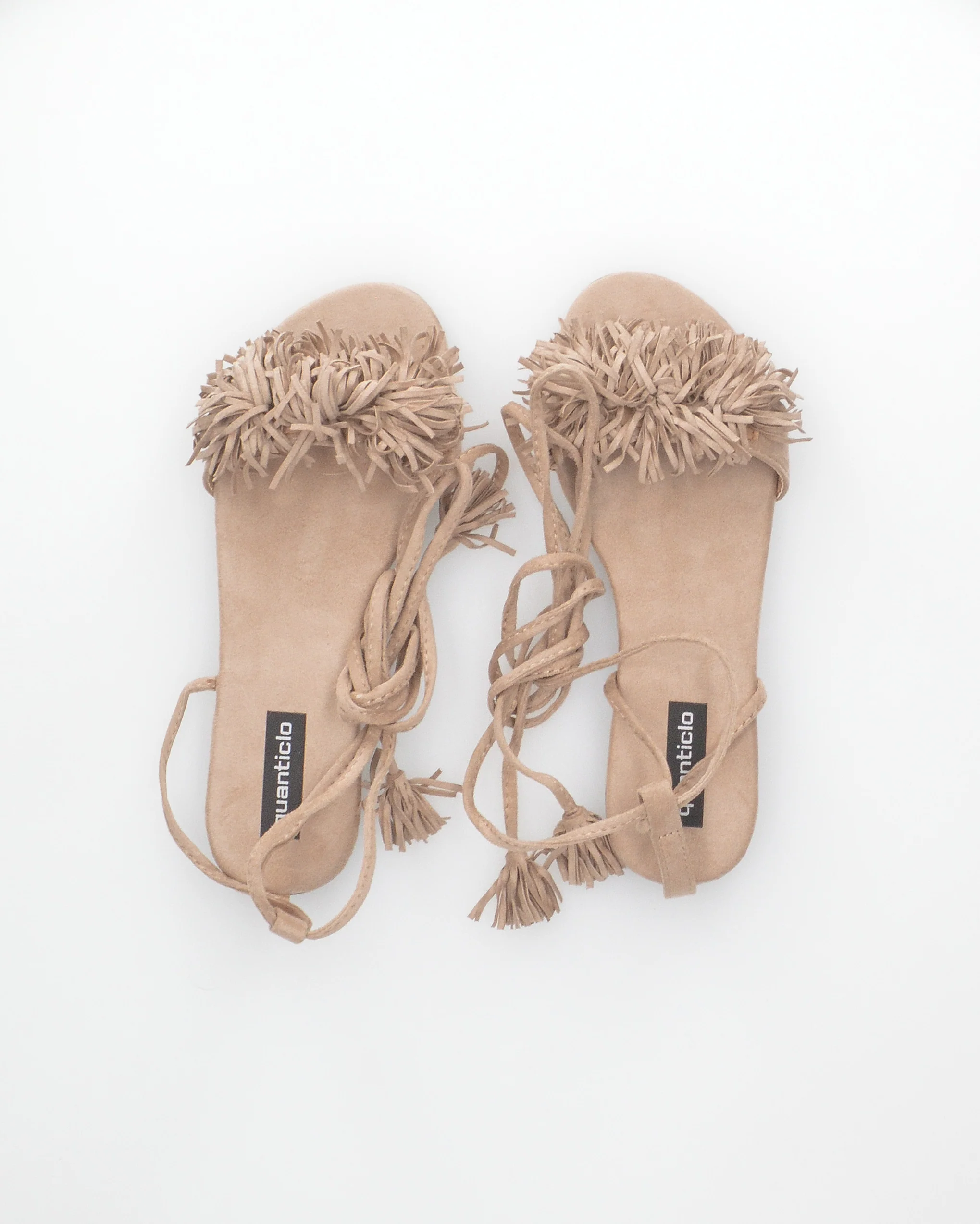 VALERY - sandali bassi beige con lacci lungo la gamba - Image 2