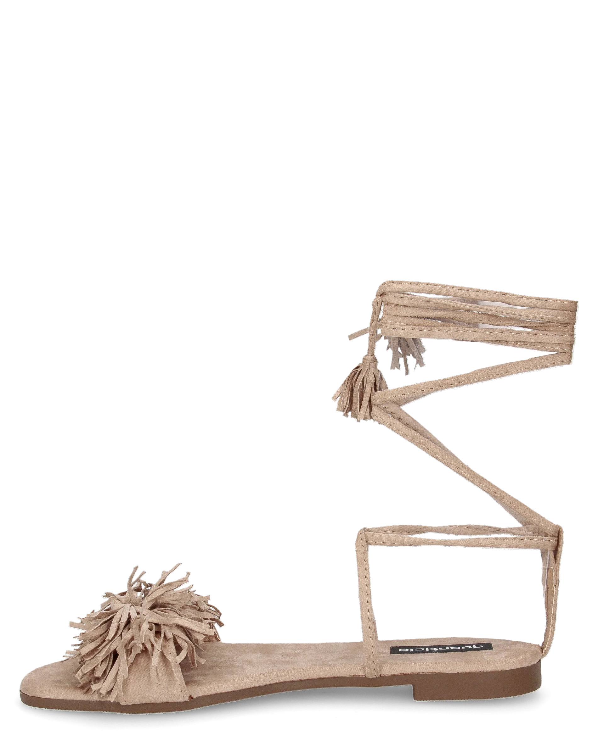 VALERY - sandali bassi beige con lacci lungo la gamba - Image 4