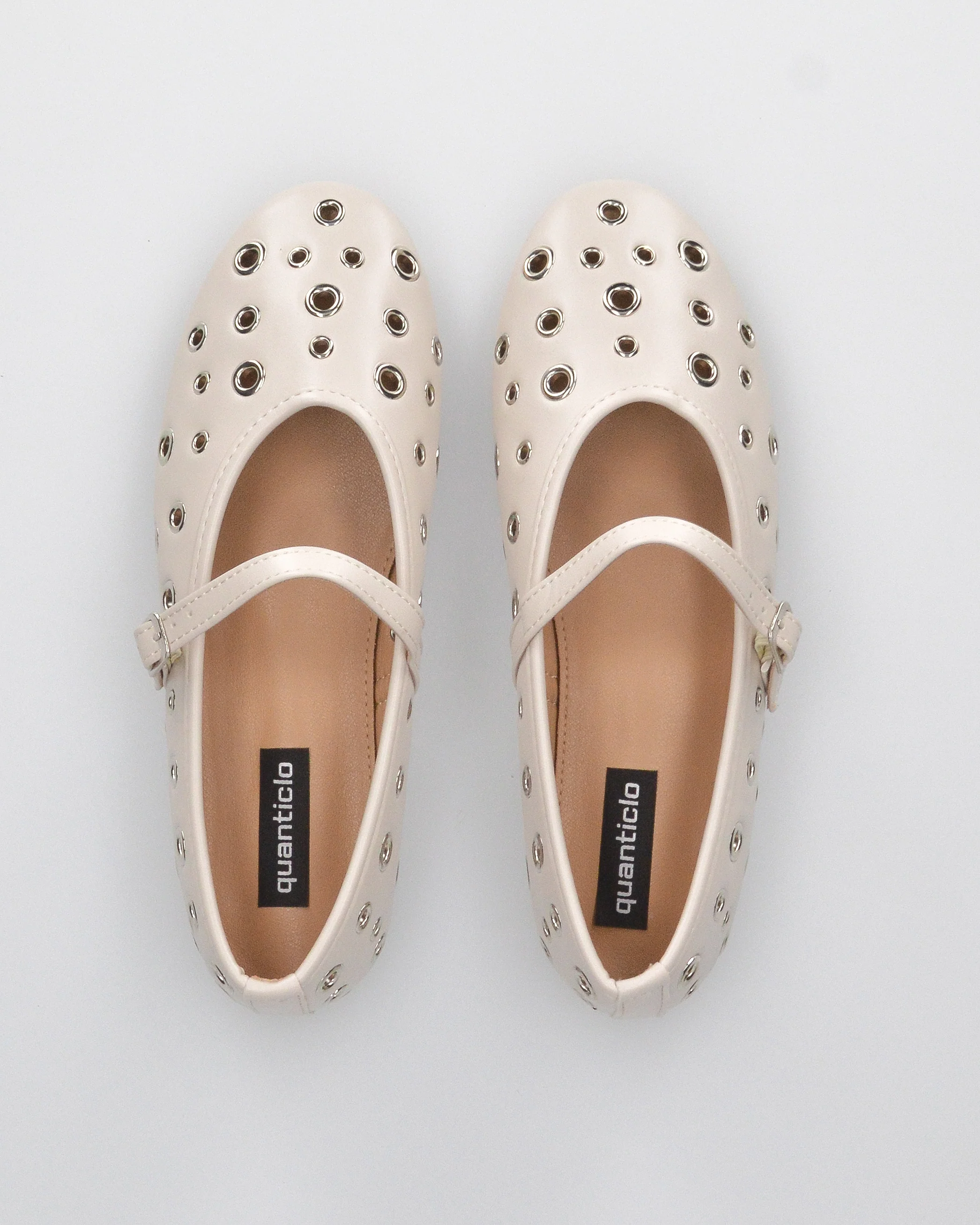 VANA - ballerine beige con occhielli metallici e soletta beige - Image 3
