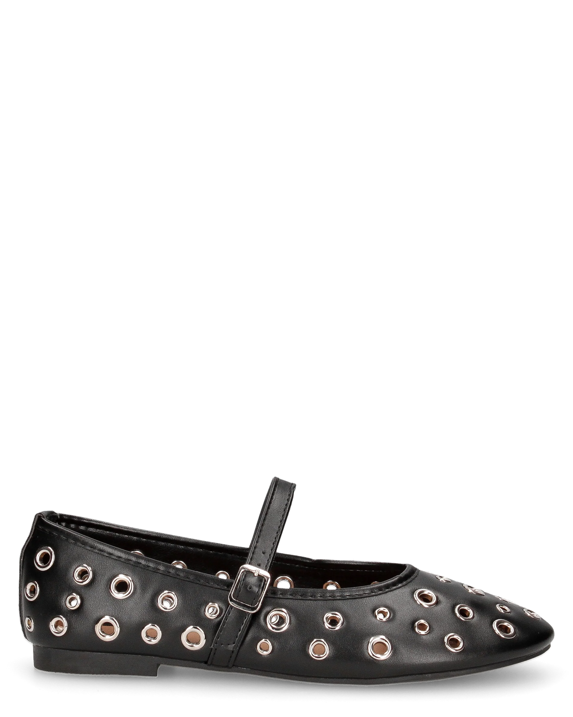 VANA - ballerine nere con occhielli metallici e soletta beige