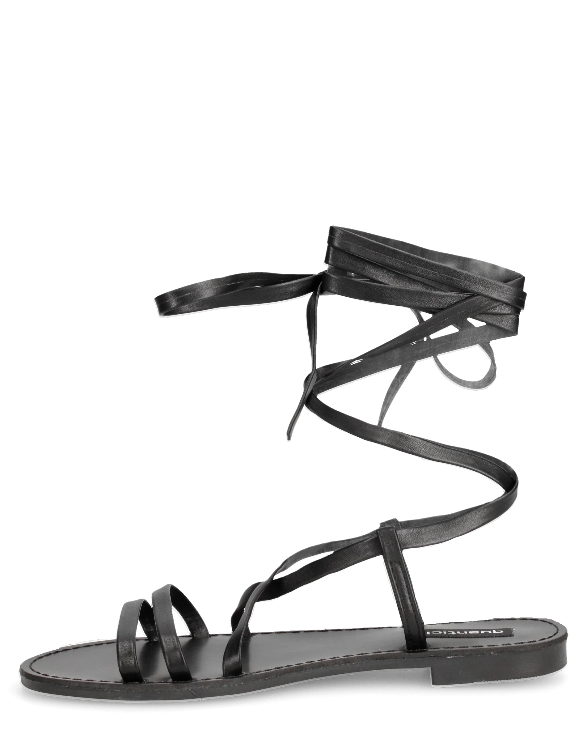 VERIDA - sandali lace-up in simil pelle nera - Image 2