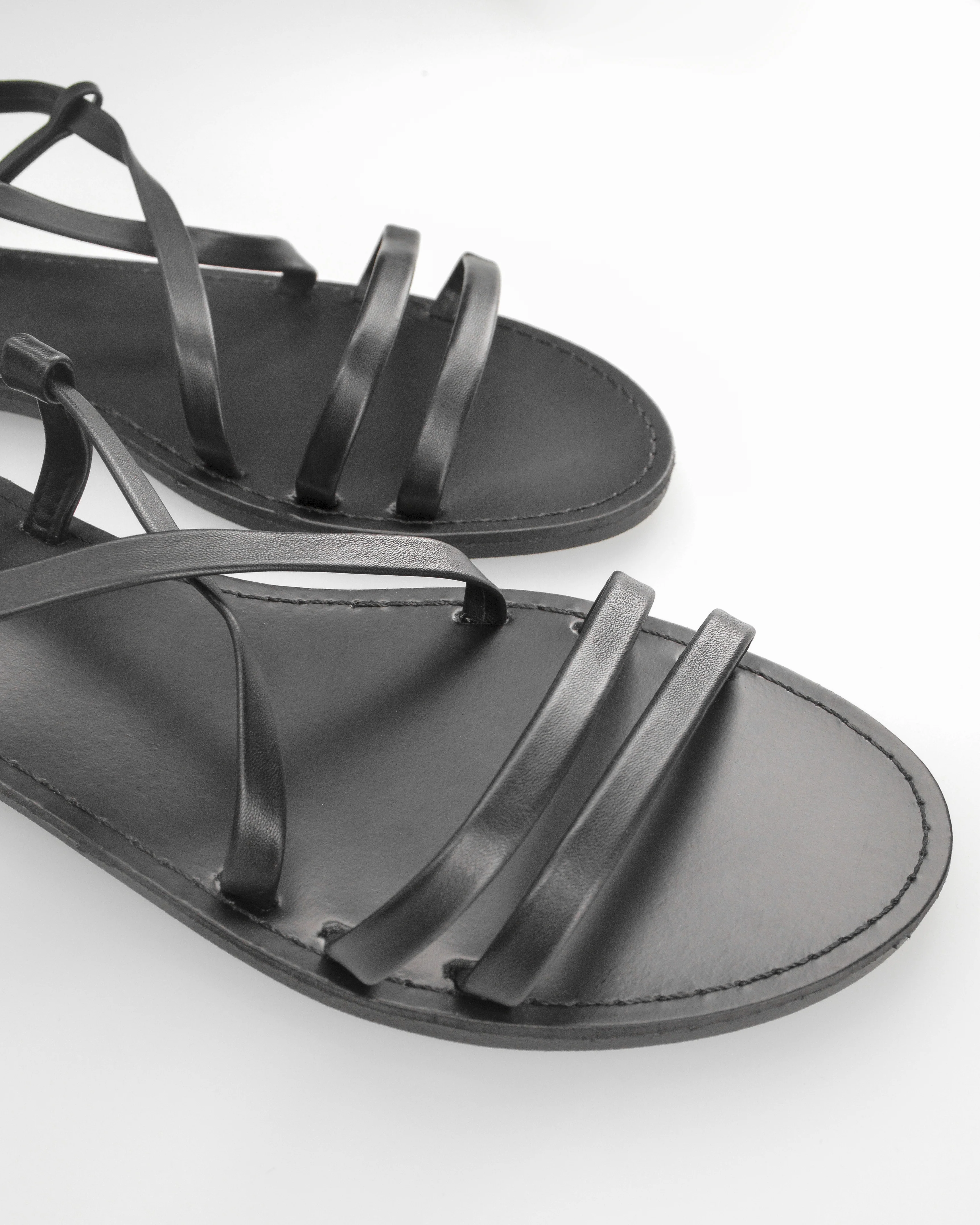 VERIDA - sandali lace-up in simil pelle nera - Image 4