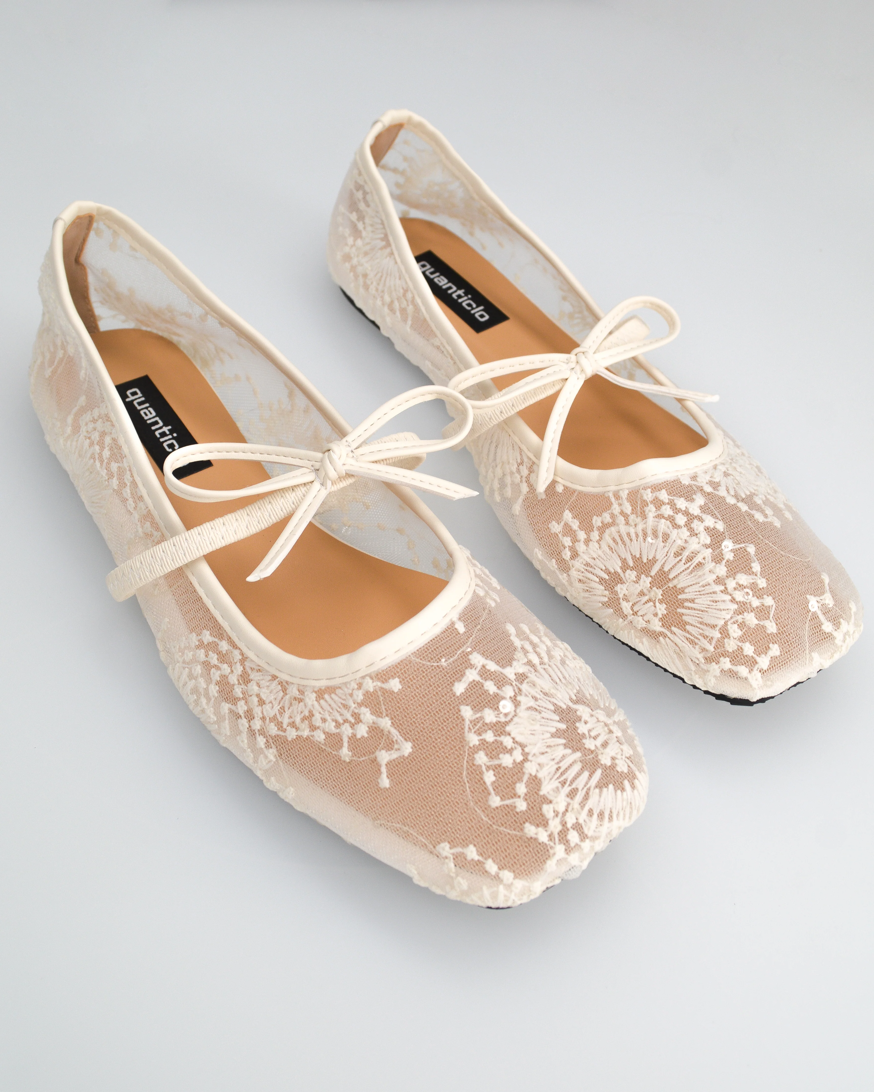 VITTORIA - ballerine beige in pizzo con fiocco - Image 3