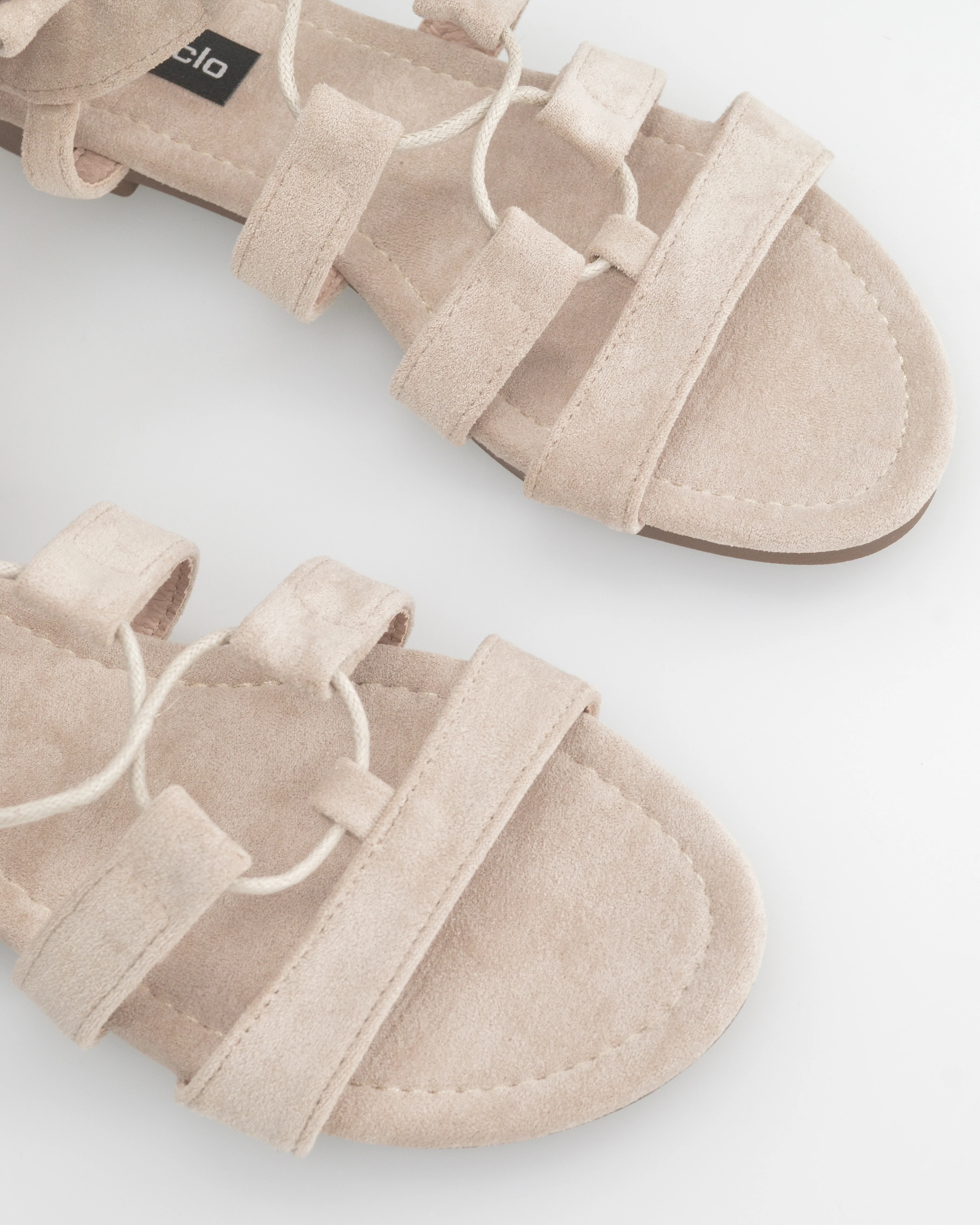 XIMENA - sandali flat beige con lacci - Image 3